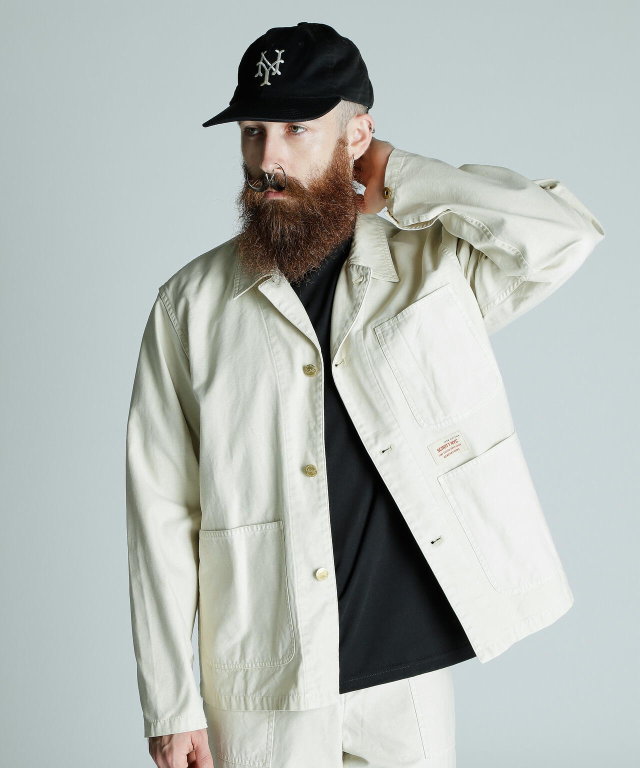 BACK SATIN COVERALL/バックサテン カバーオール