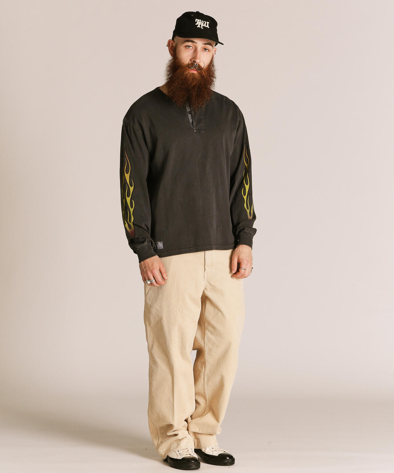 FIRE PTTERN HENLEY LS T-SHIRT/ファイアーパターン ヘンリー LS Tシャツ