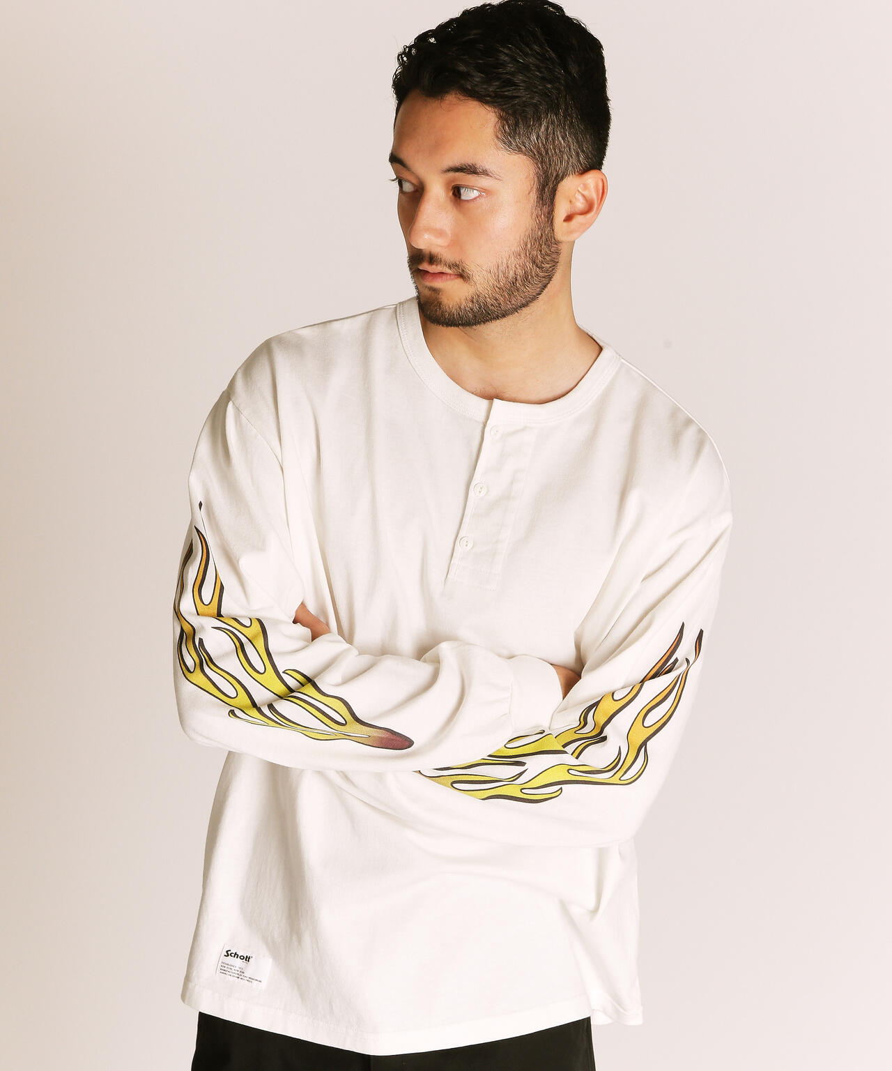 FIRE PTTERN HENLEY LS T-SHIRT/ファイアーパターン ヘンリー LS Tシャツ