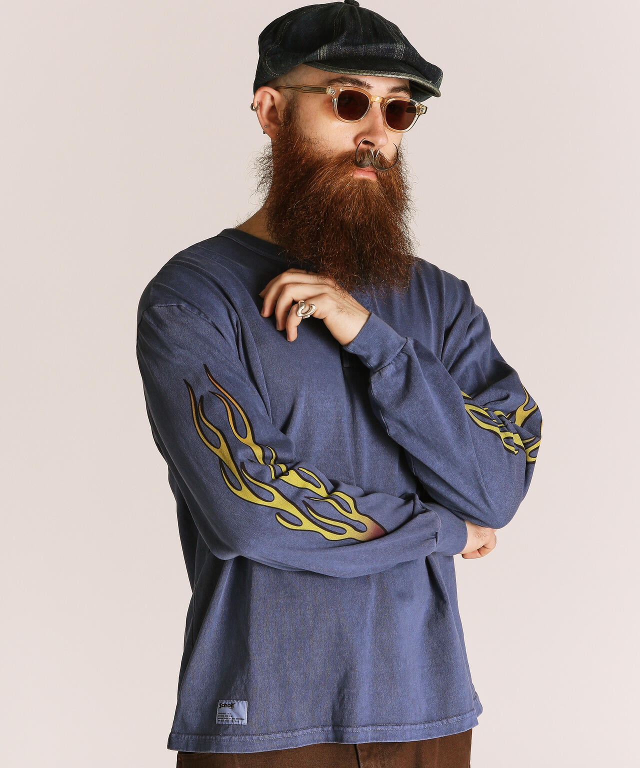 FIRE PTTERN HENLEY LS T-SHIRT/ファイアーパターン ヘンリー LS Tシャツ