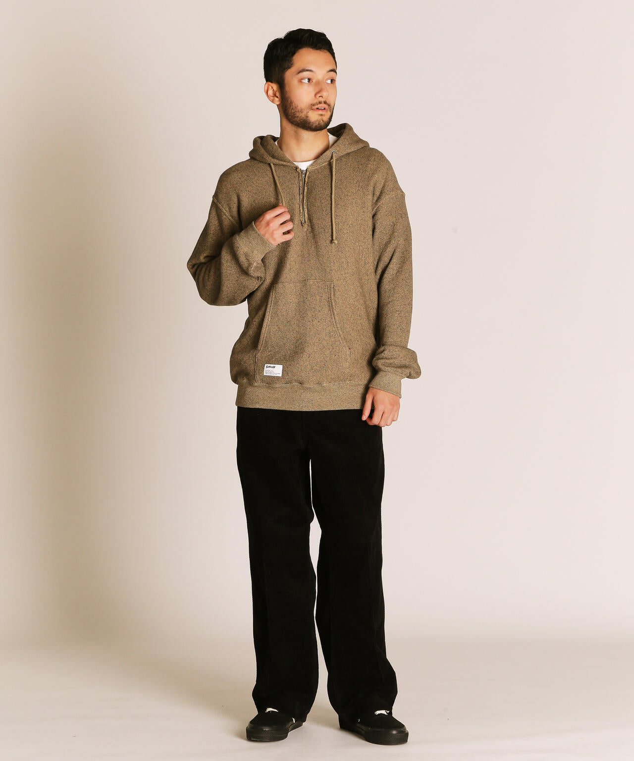SALT AND PEPPER HALF ZIP HOODED SWEAT/ソルトアンドペッパー ハーフジップ パーカー