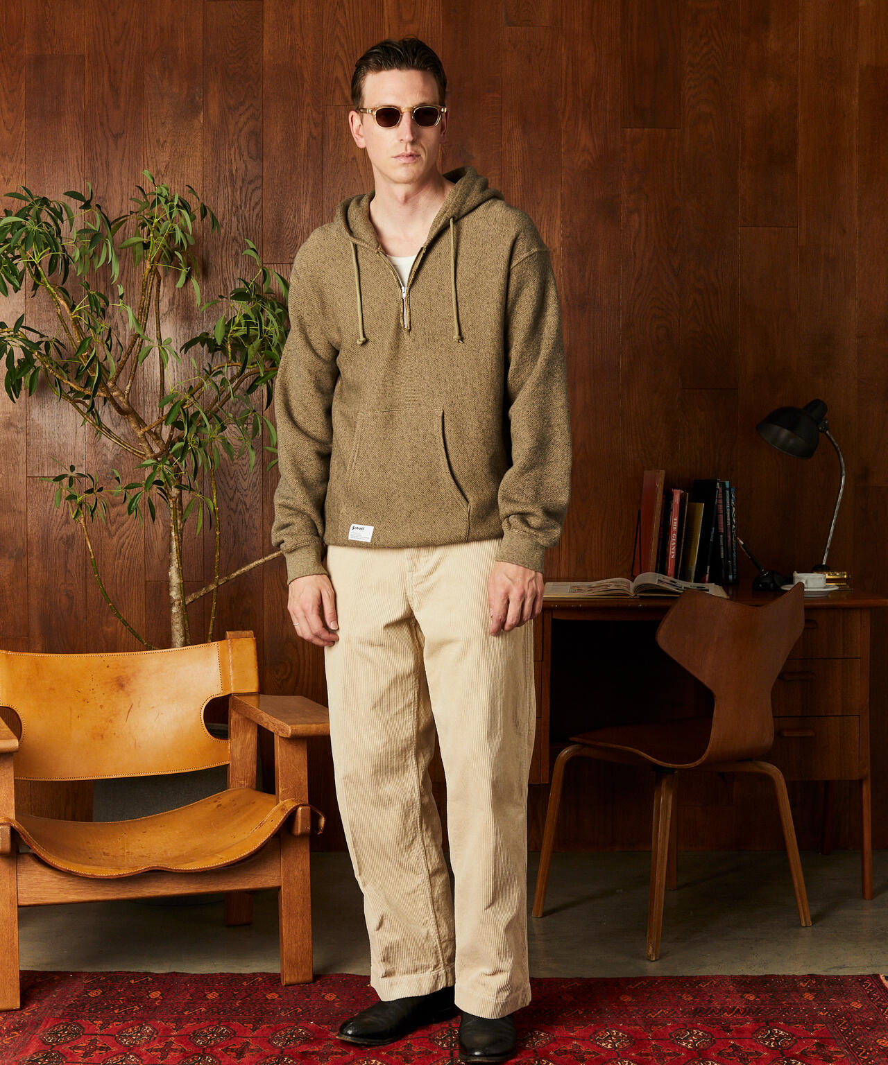 SALT AND PEPPER HALF ZIP HOODED SWEAT/ソルトアンドペッパー ハーフジップ パーカー