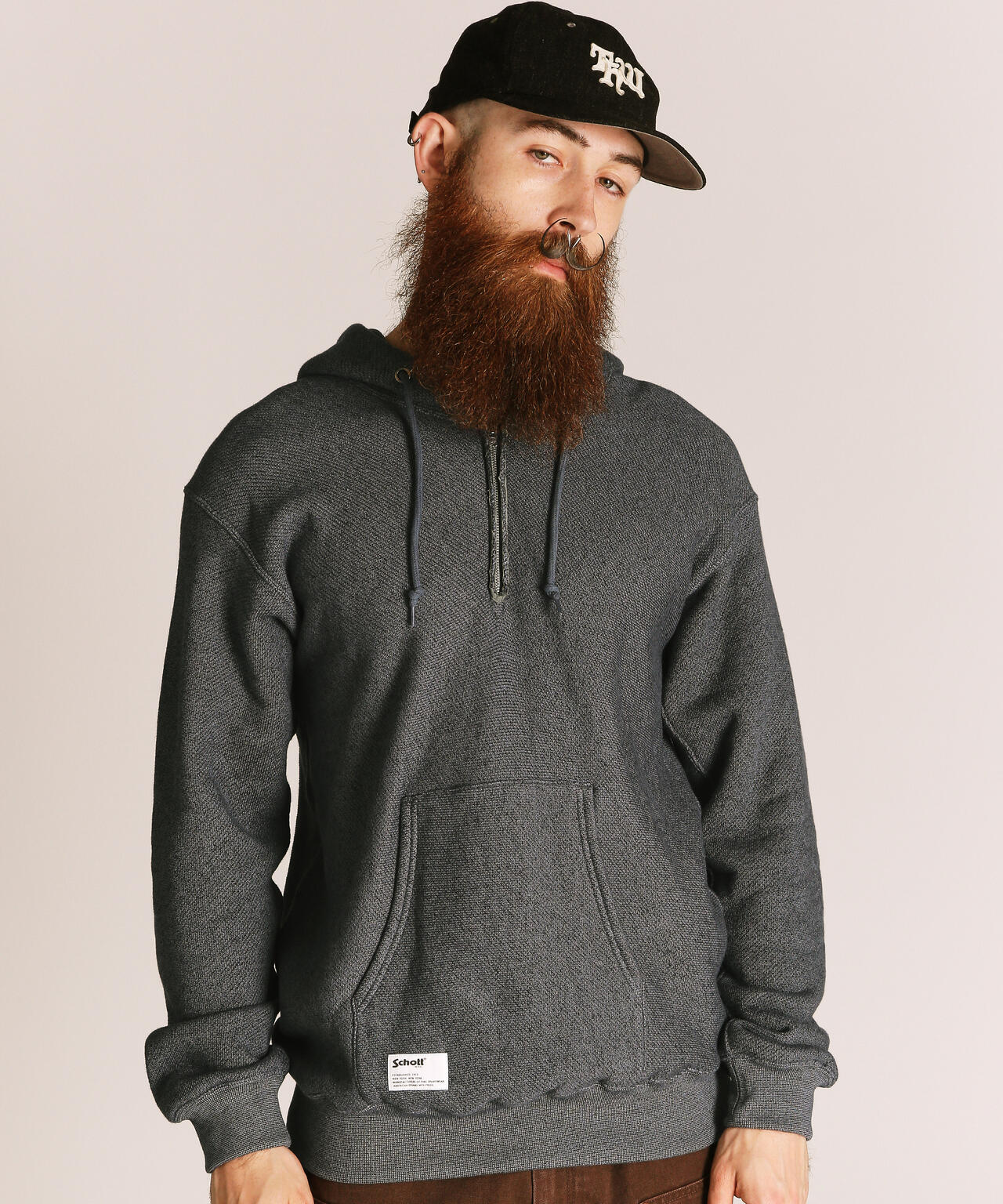 SALT AND PEPPER HALF ZIP HOODED SWEAT/ソルトアンドペッパー ハーフジップ パーカー
