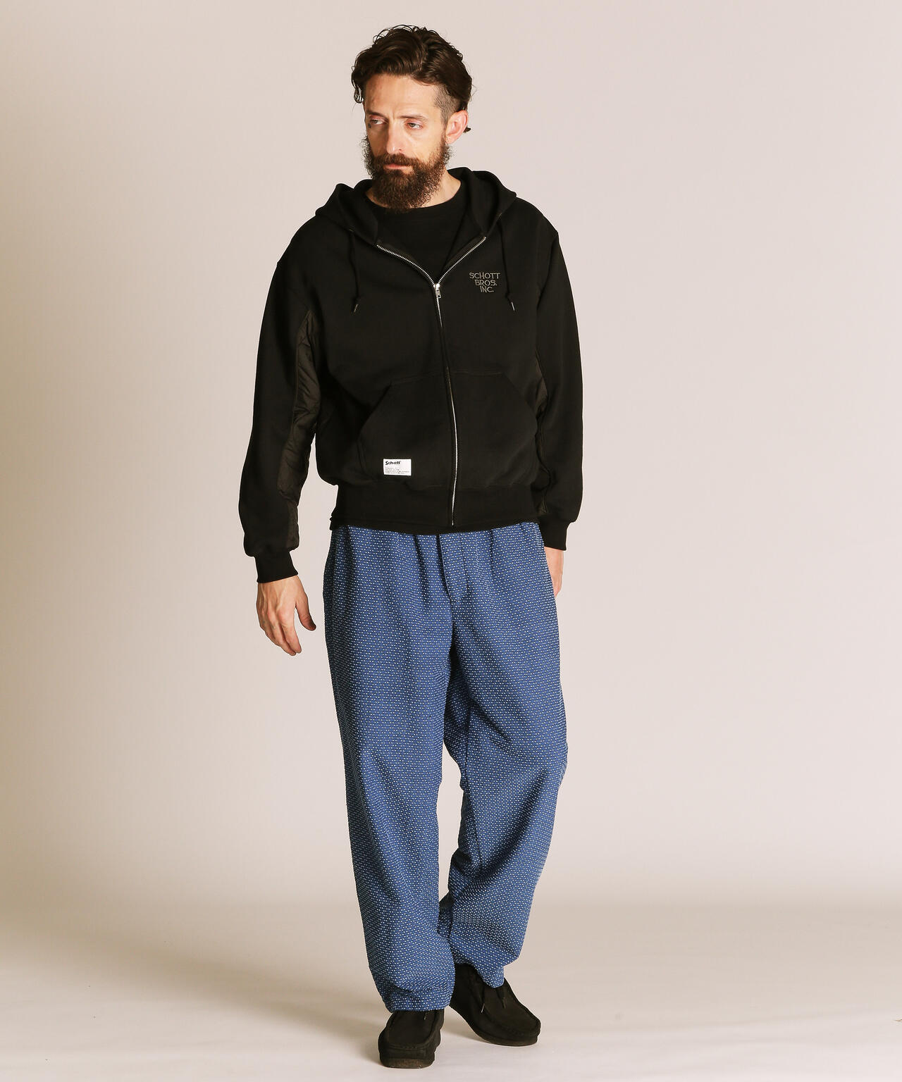 QUILTED COMBI. ZIP HOODED/キルティング コンビ ジップパーカー