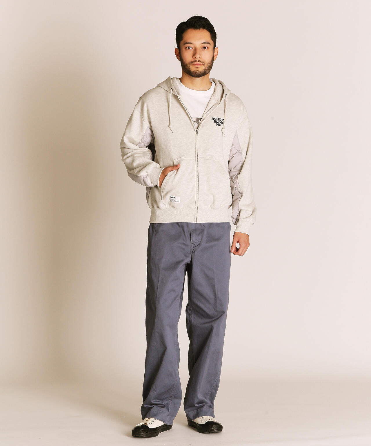 QUILTED COMBI. ZIP HOODED/キルティング コンビ ジップパーカー