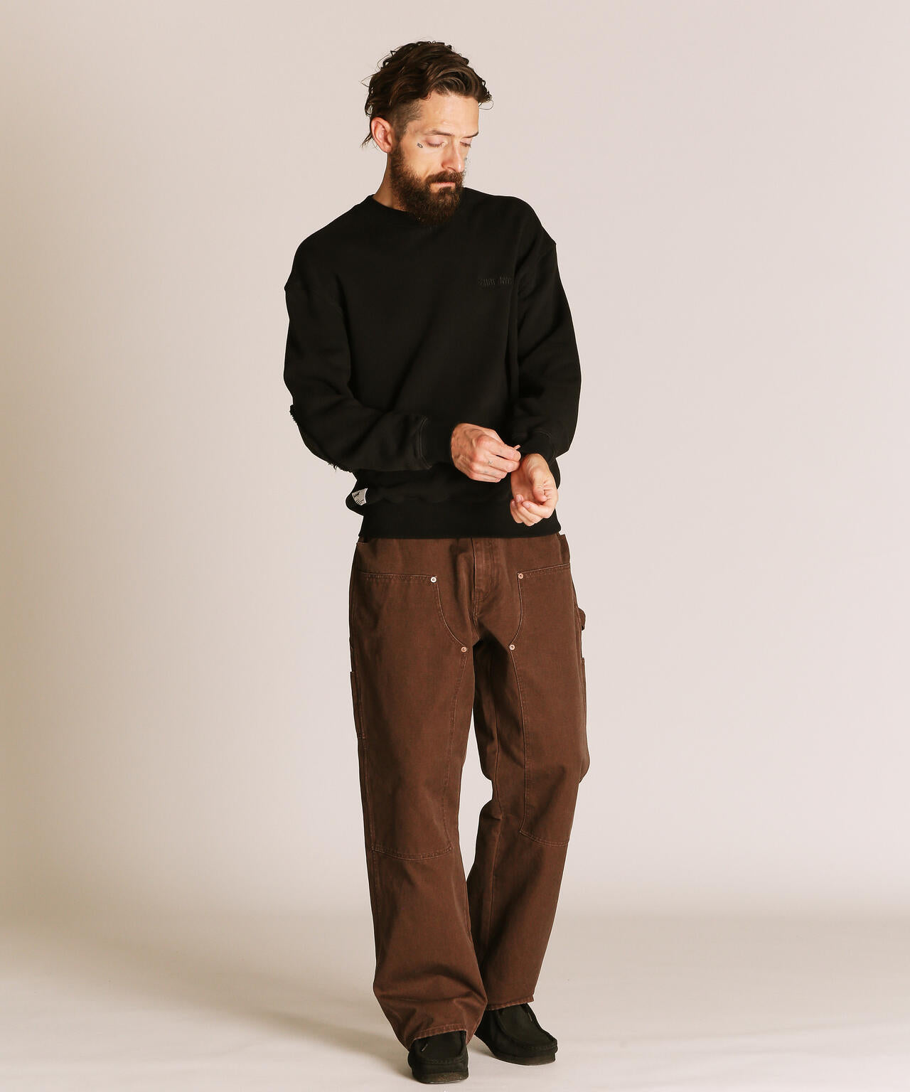 LEATHER ELBOW PATCH SWEAT/レザー エルボーパッチ スウェット