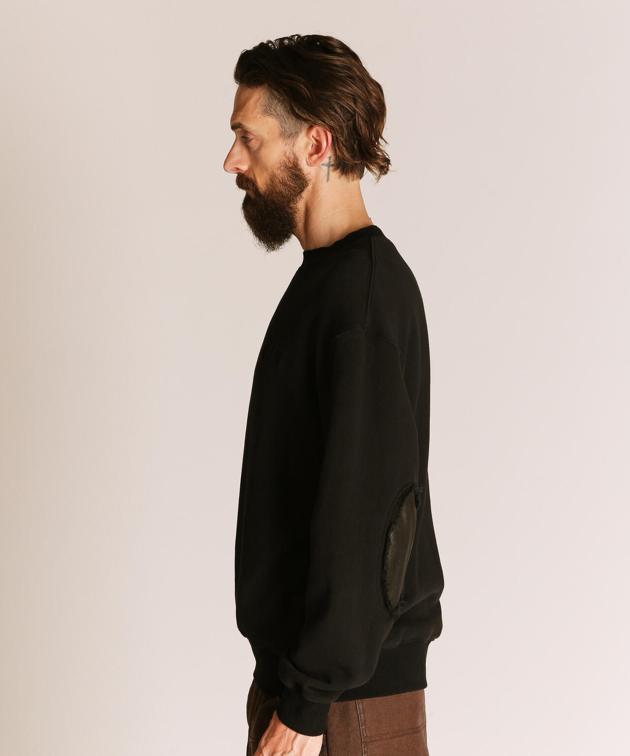 LEATHER ELBOW PATCH SWEAT/レザー エルボーパッチ スウェット