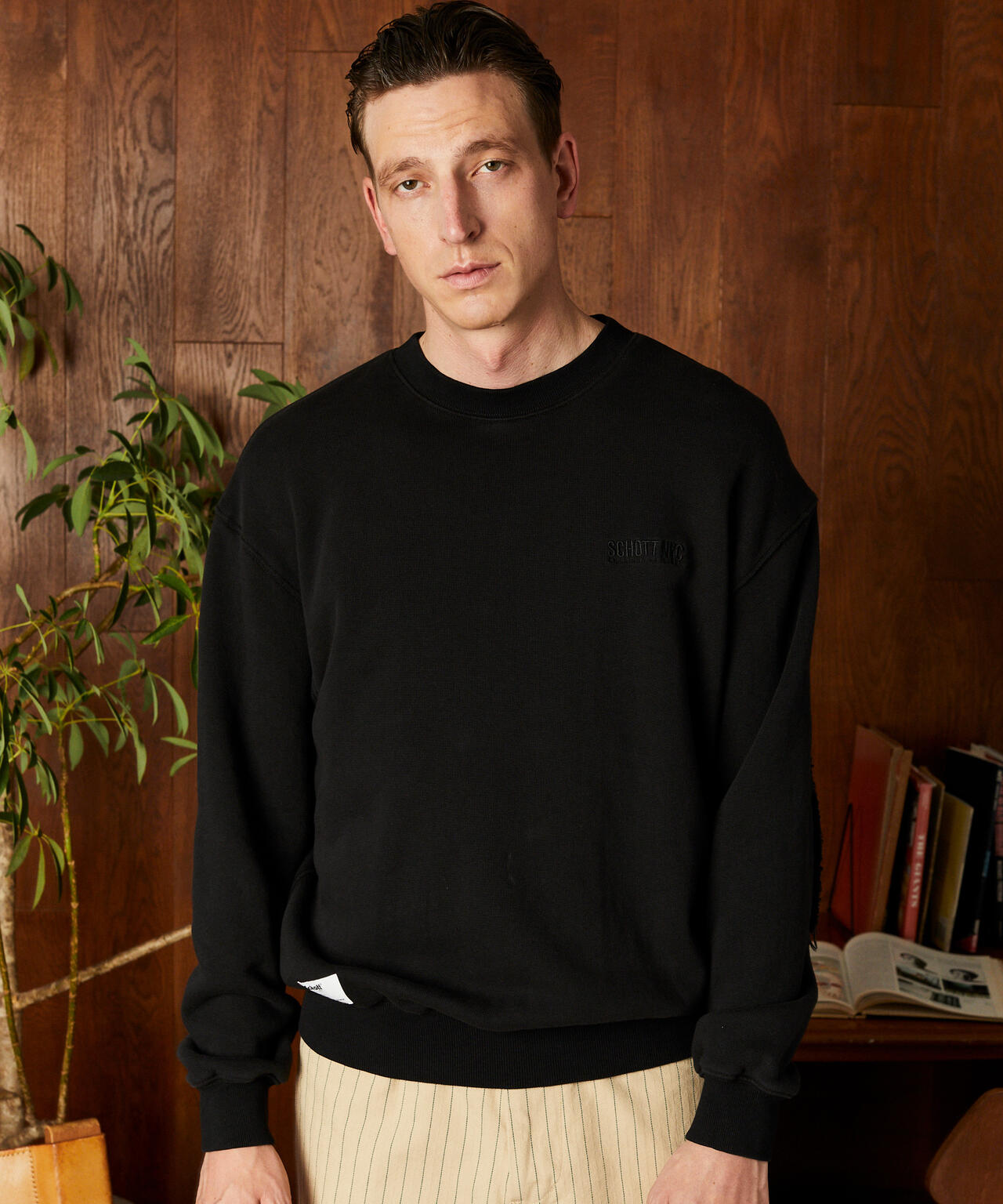 LEATHER ELBOW PATCH SWEAT/レザー エルボーパッチ スウェット