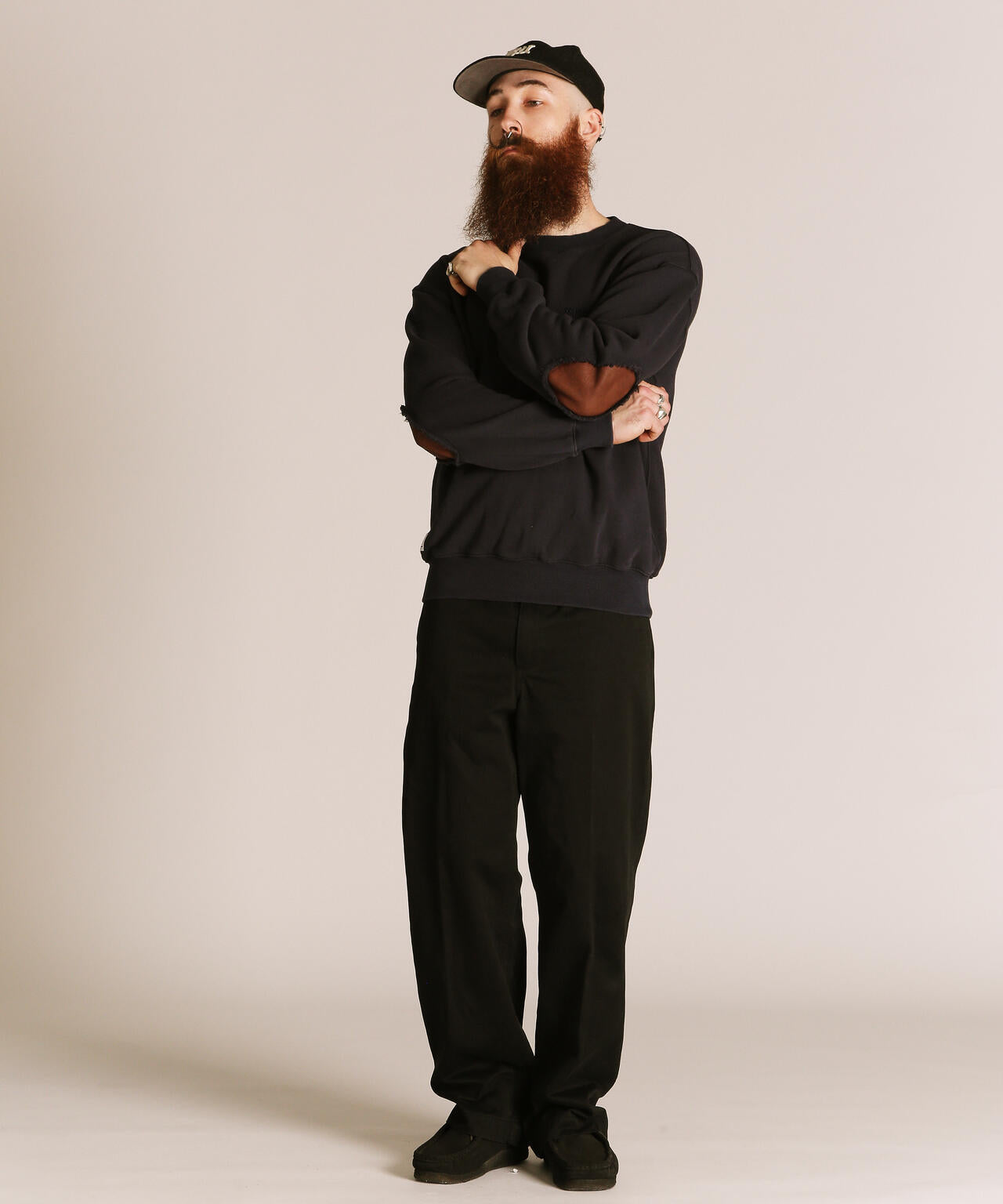 LEATHER ELBOW PATCH SWEAT/レザー エルボーパッチ スウェット