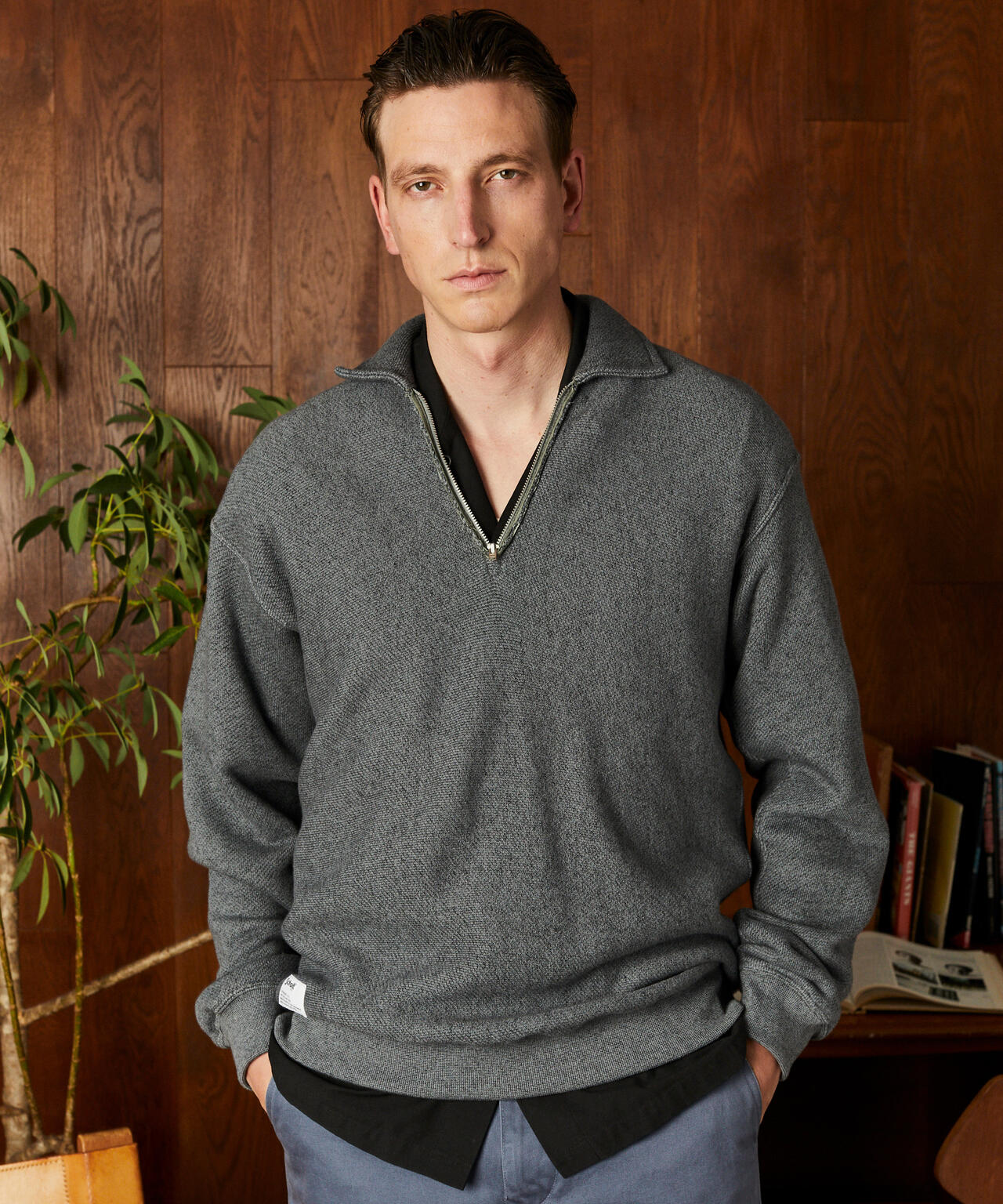 SALT AND PEPPER HALF ZIP SWEAT/ソルト アンド ペッパー ハーフジップスウェット
