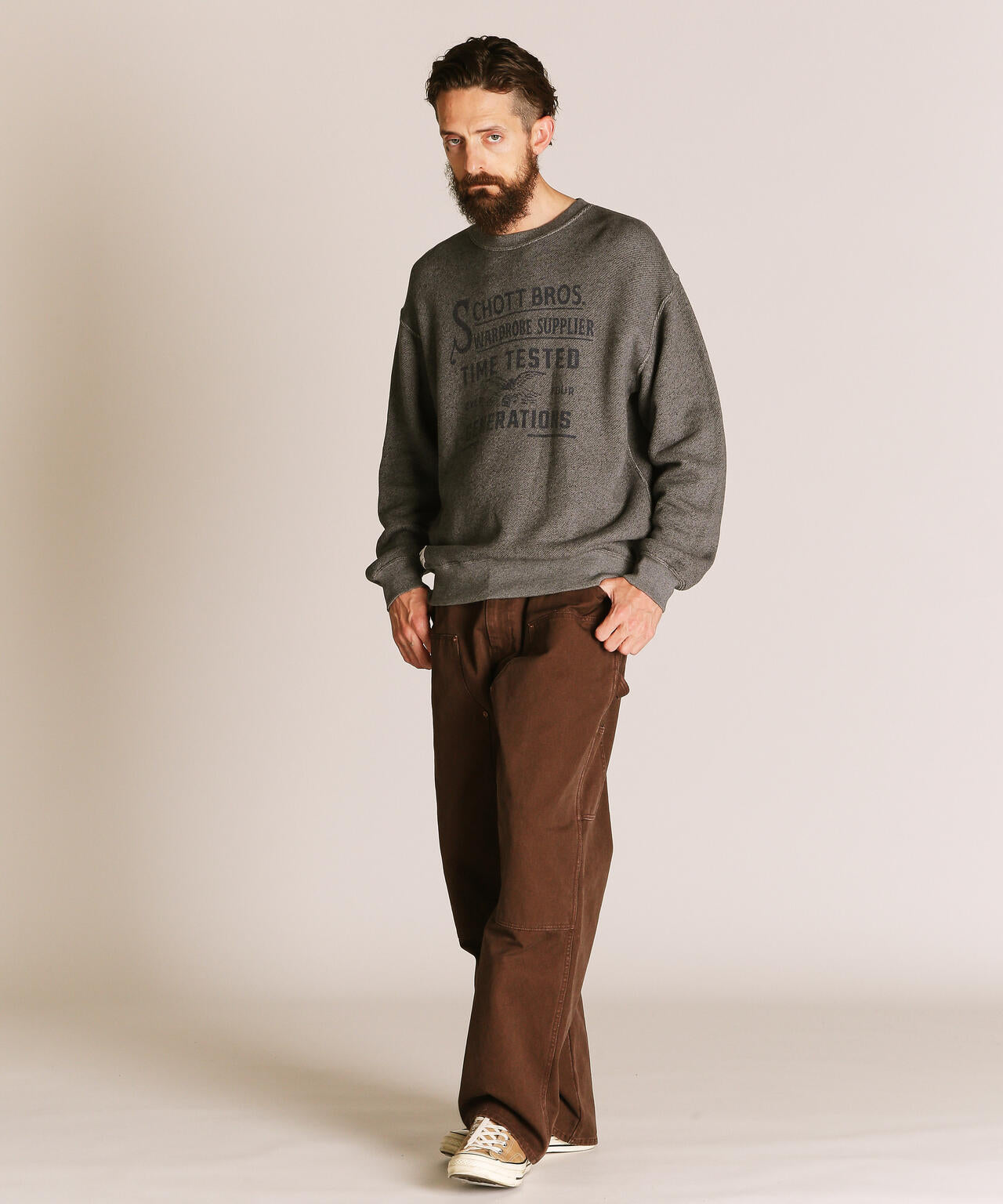 SALT AND PEPPER CREW SWEAT TIMETESTED FOUR GENERATIONS