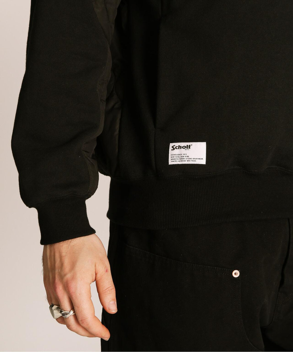 QUILTED COMBI. CREW SWEAT/キルティング コンビ クルースウェット