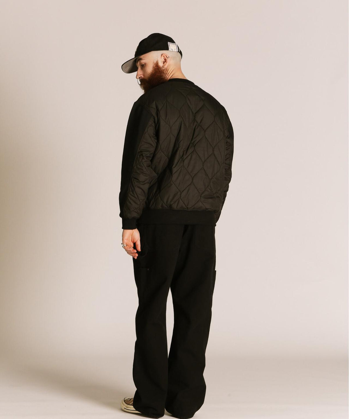QUILTED COMBI. CREW SWEAT/キルティング コンビ クルースウェット