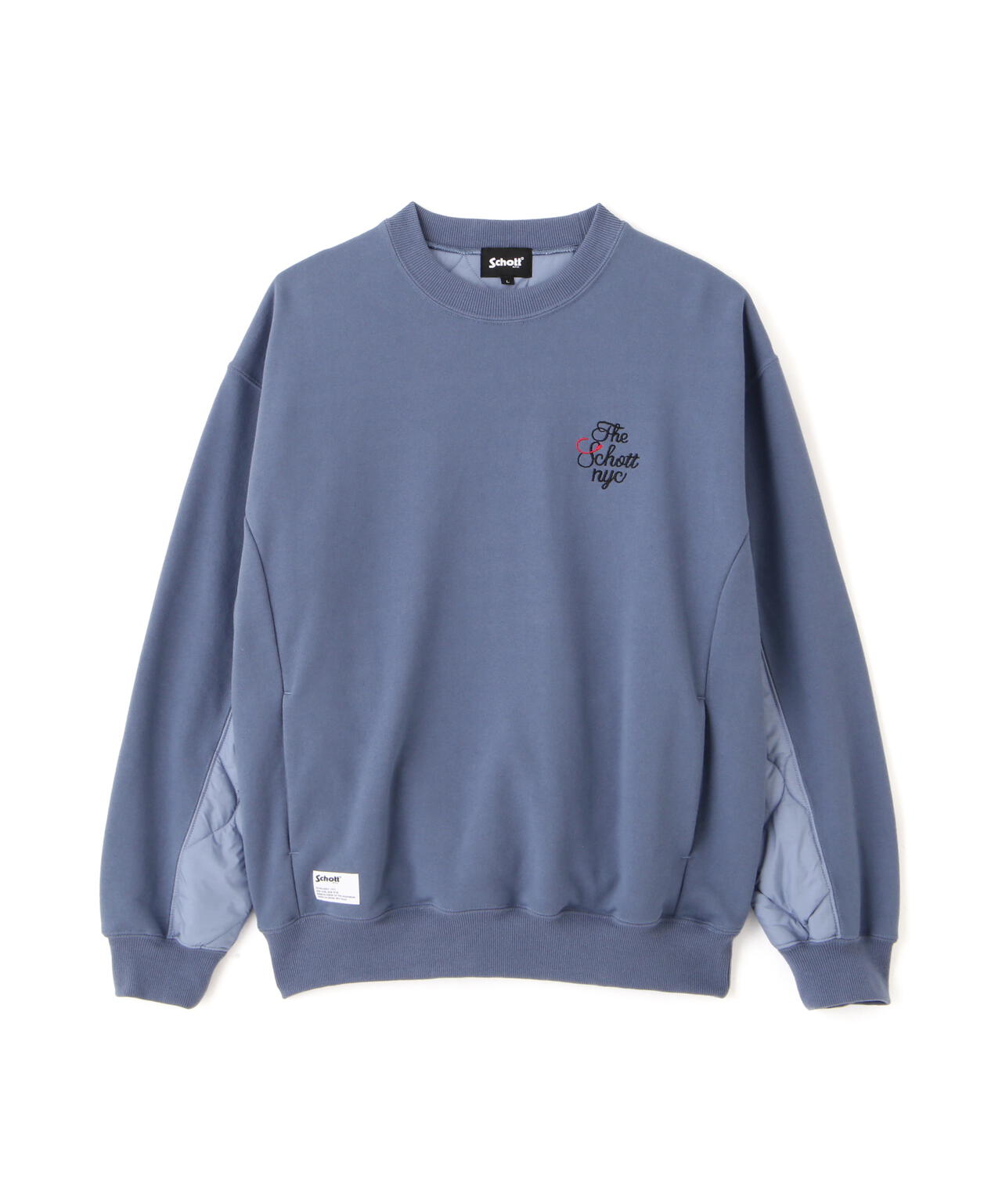 QUILTED COMBI. CREW SWEAT/キルティング コンビ クルースウェット