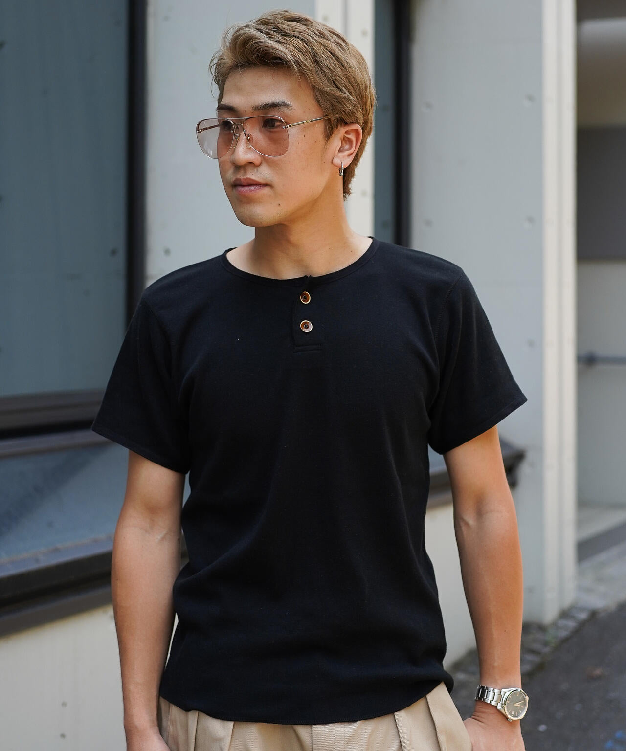 KNITTING HENLEY NECK T-SHIRT/ニッティング ヘンリーネック Tシャツ