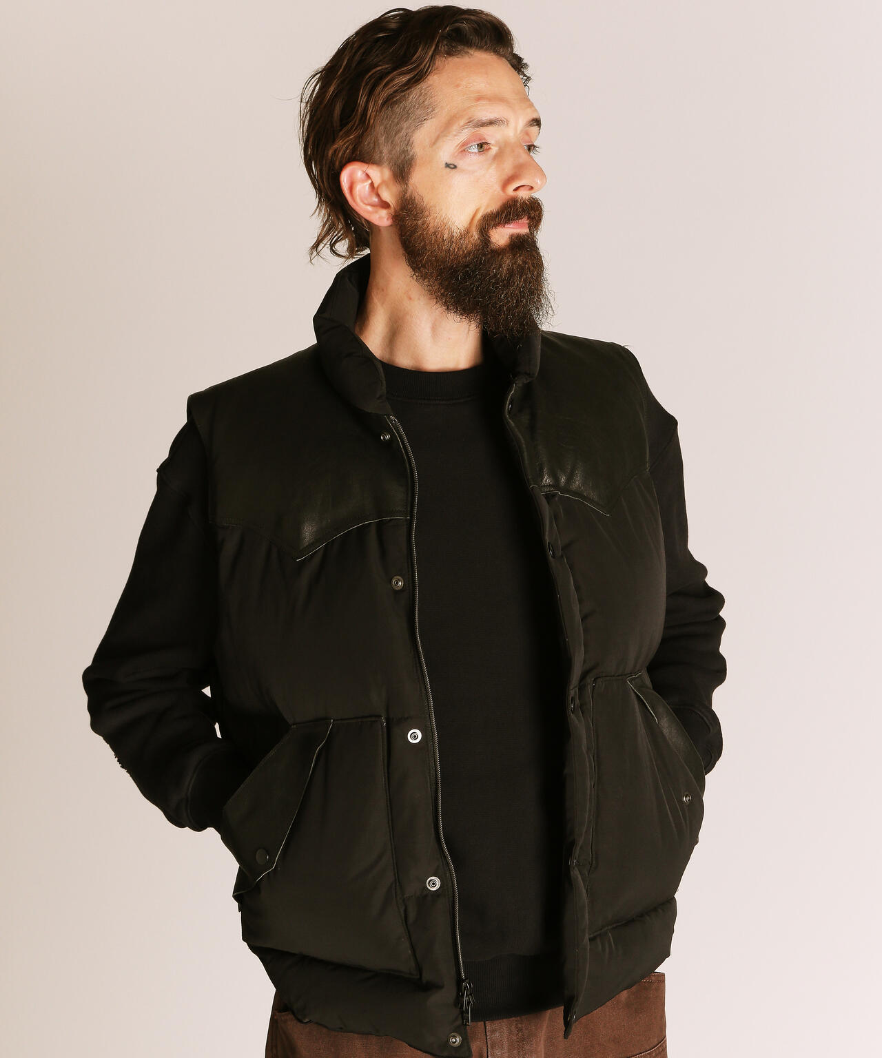 LEATHER COMB. VEST/レザー コンビベスト