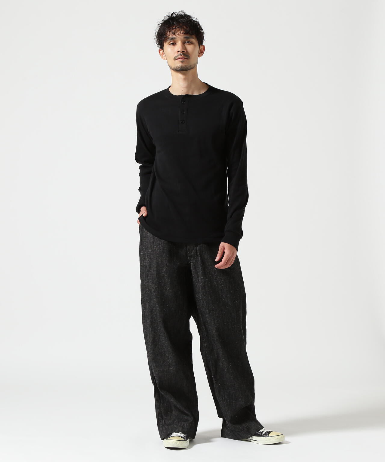 2PACK LS HENLEY NECK T-SHIRT/2パック ヘンリーネック ロンT