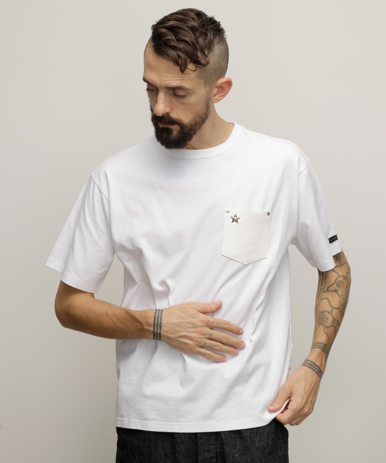 ONESTAR LEATHER POCKET T-SHIRT/ワンスターレザーポケット Tシャツ