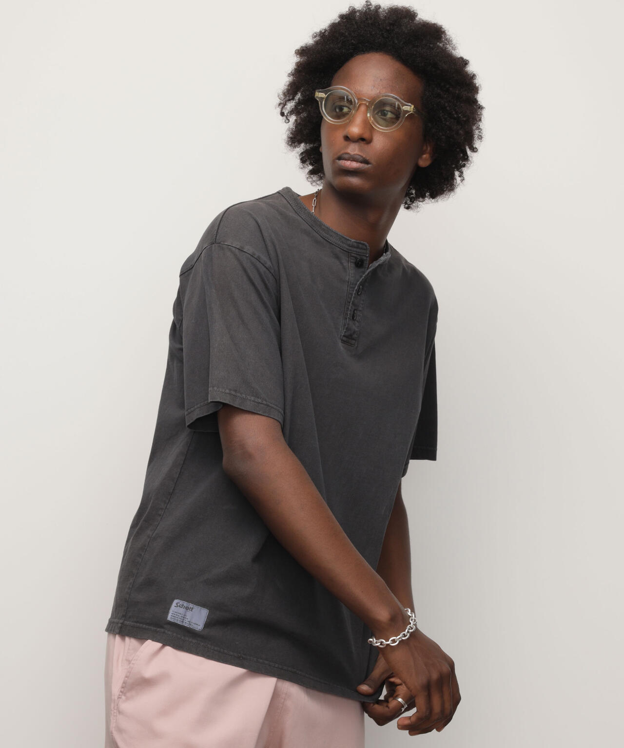 PIGMENT O/D SS HENLEY NECK T-SHIRT/ピグメント オーバーダイ ヘンリーネック Tシャツ