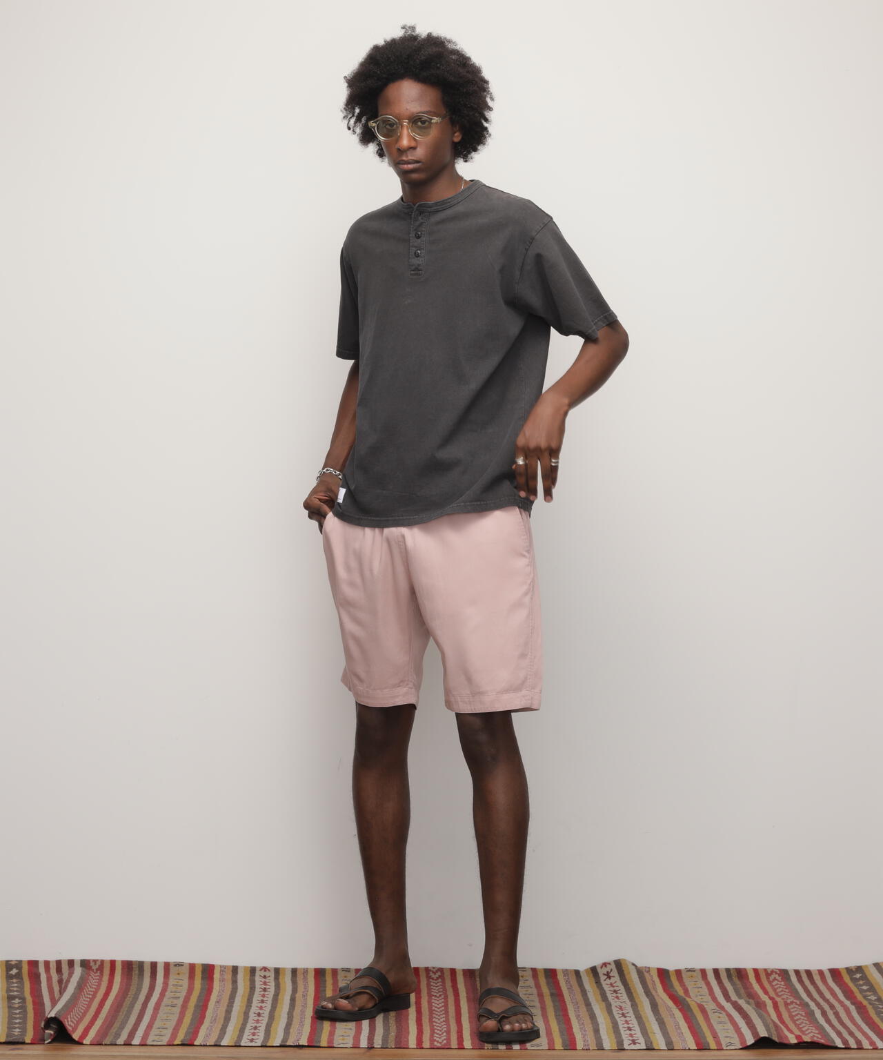 PIGMENT O/D SS HENLEY NECK T-SHIRT/ピグメント オーバーダイ ヘンリーネック Tシャツ