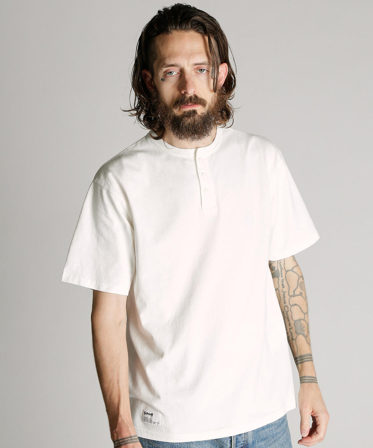 PIGMENT O/D SS HENLEY NECK T-SHIRT/ピグメント オーバーダイ ヘンリーネック Tシャツ