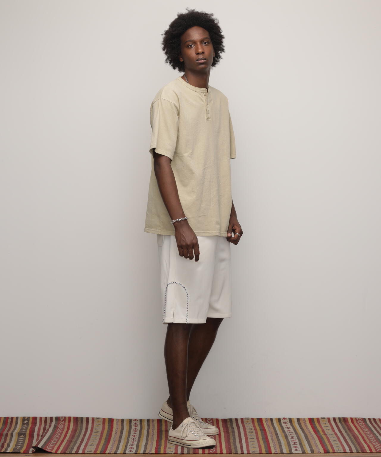 PIGMENT O/D SS HENLEY NECK T-SHIRT/ピグメント オーバーダイ ヘンリーネック Tシャツ