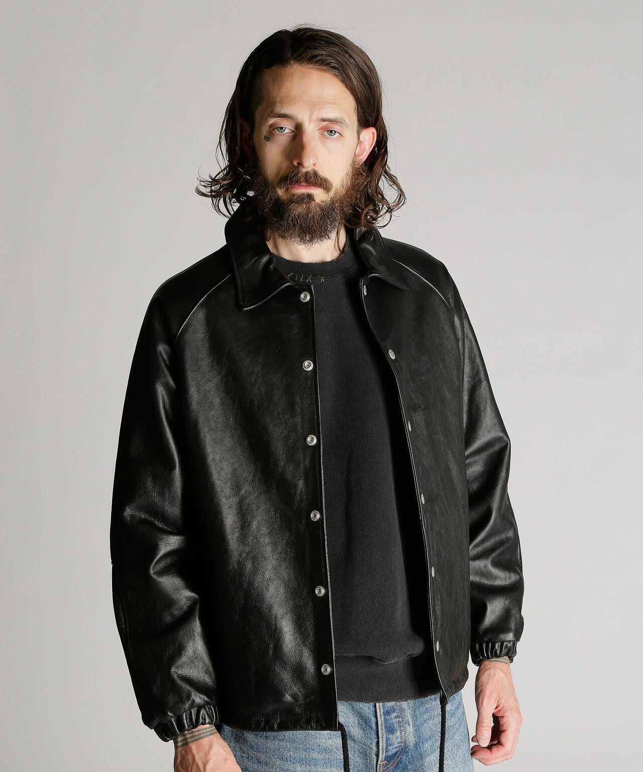 LEATHER COACH JACKET/レザーコーチジャケット