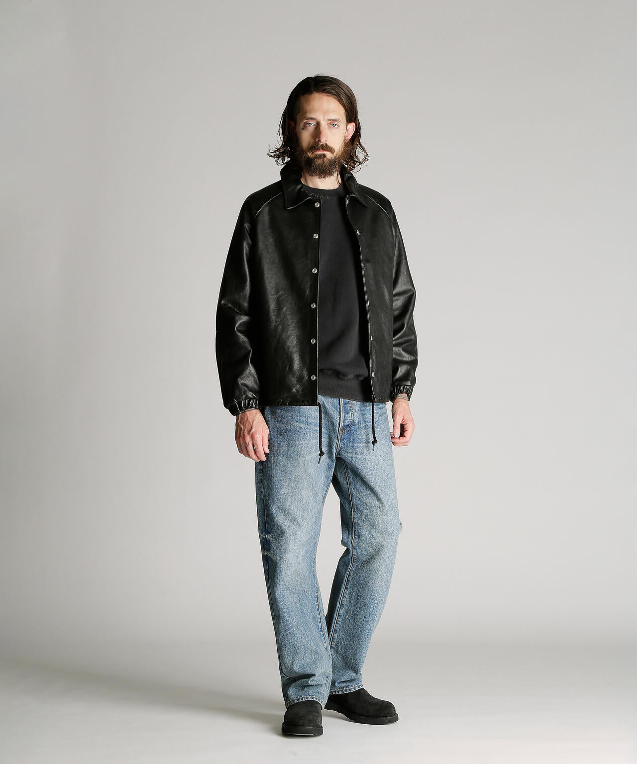 LEATHER COACH JACKET/レザーコーチジャケット