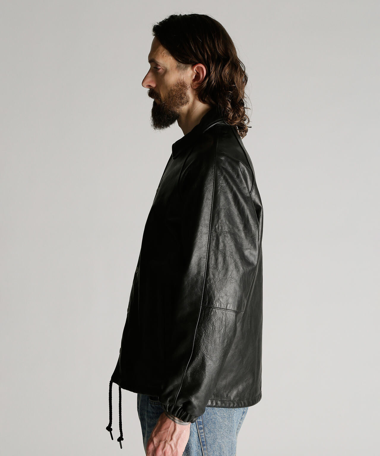 LEATHER COACH JACKET/レザーコーチジャケット