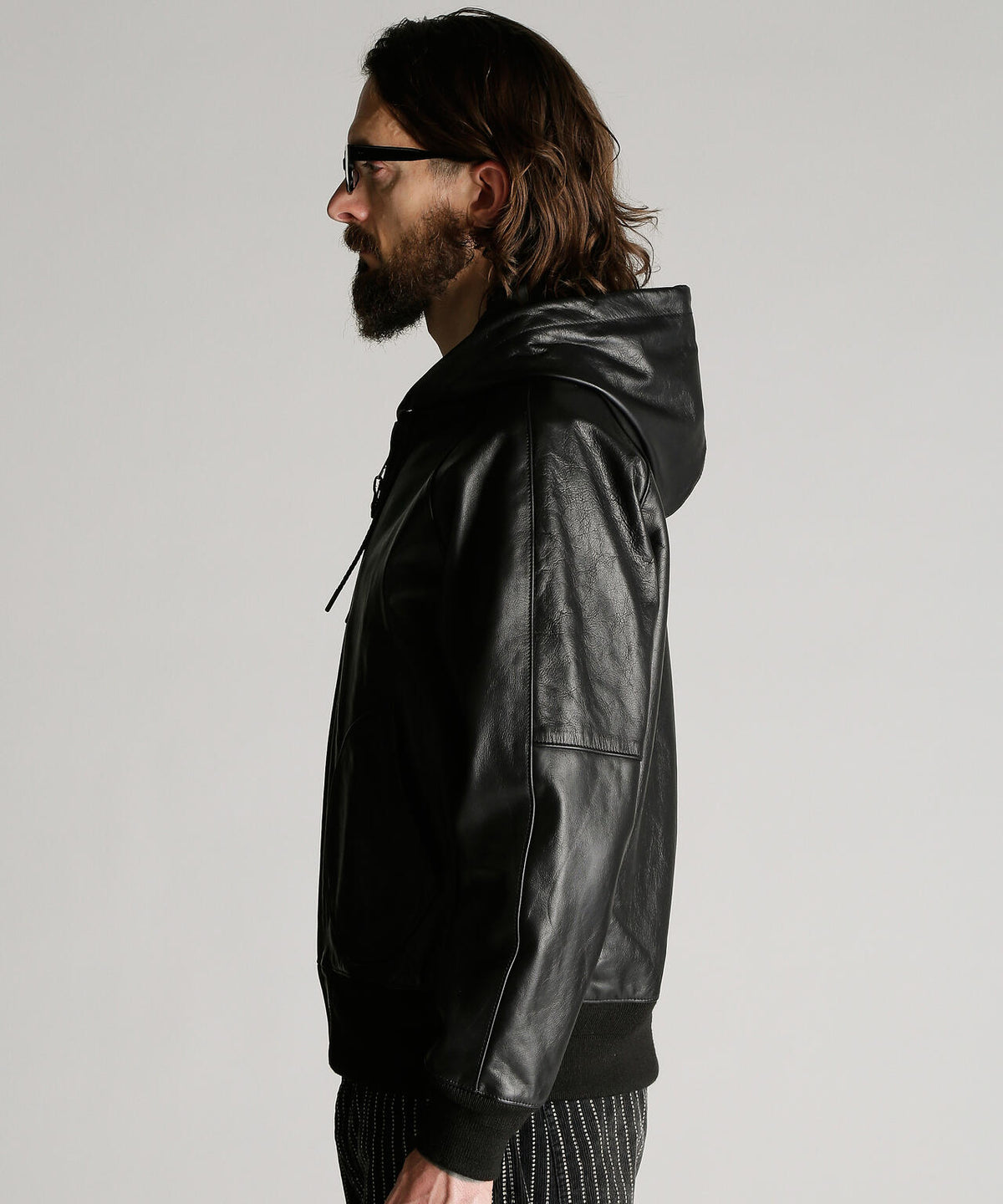 LEATHER HOOED JACKET/レザー フーデッドジャケット
