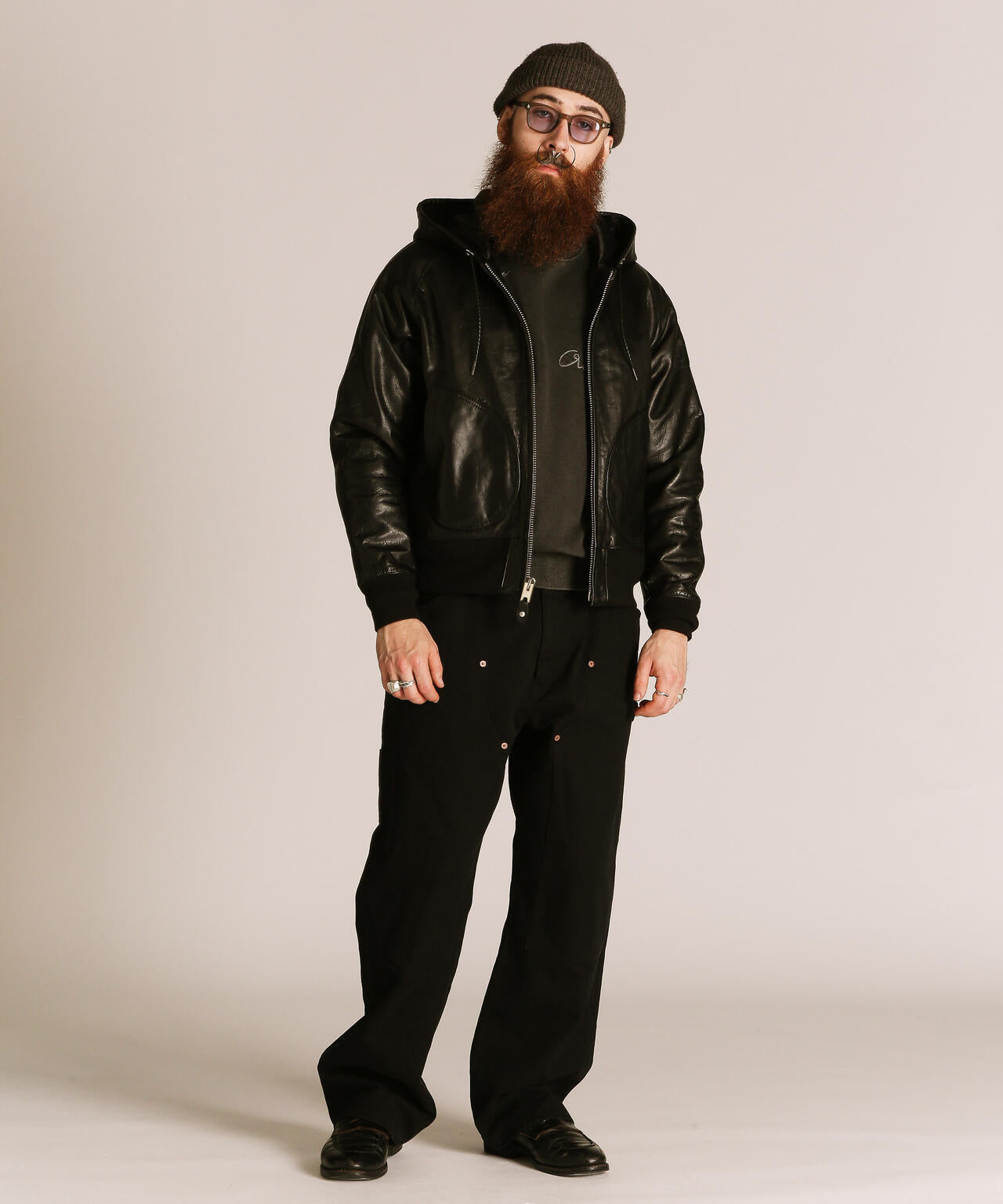 LEATHER HOOED JACKET/レザー フーデッドジャケット