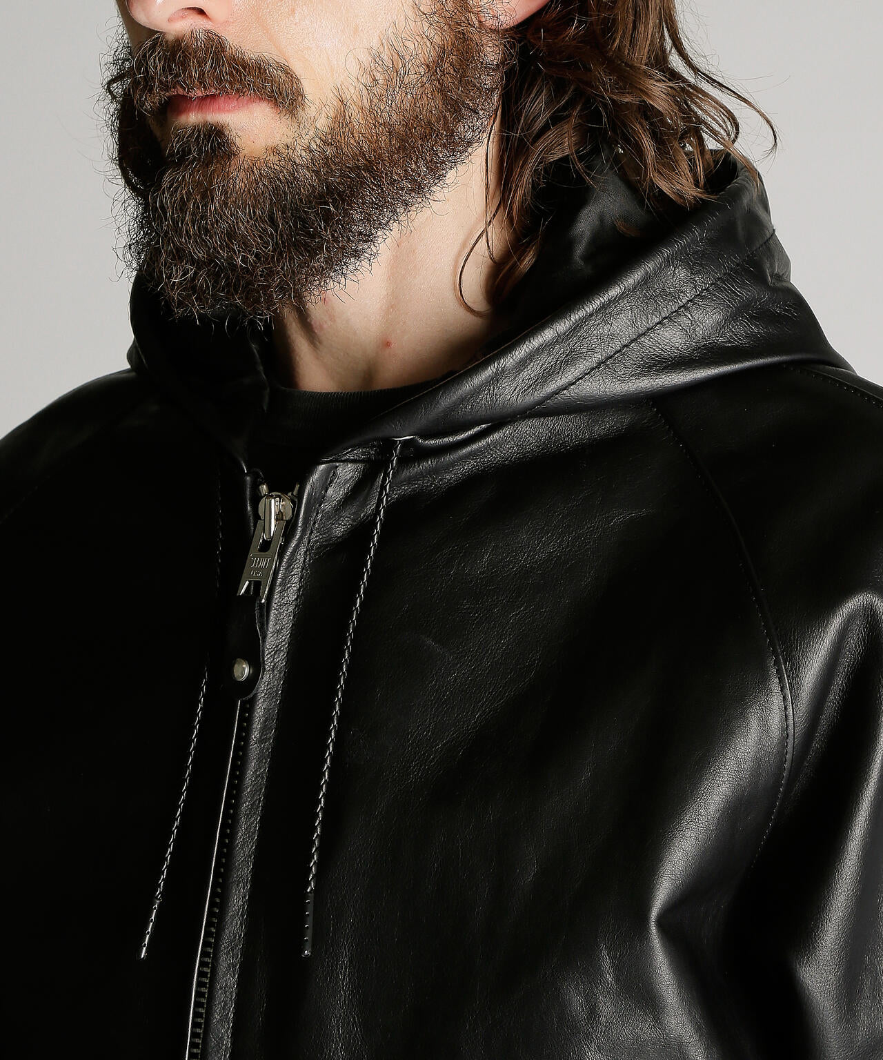 LEATHER HOOED JACKET/レザー フーデッドジャケット