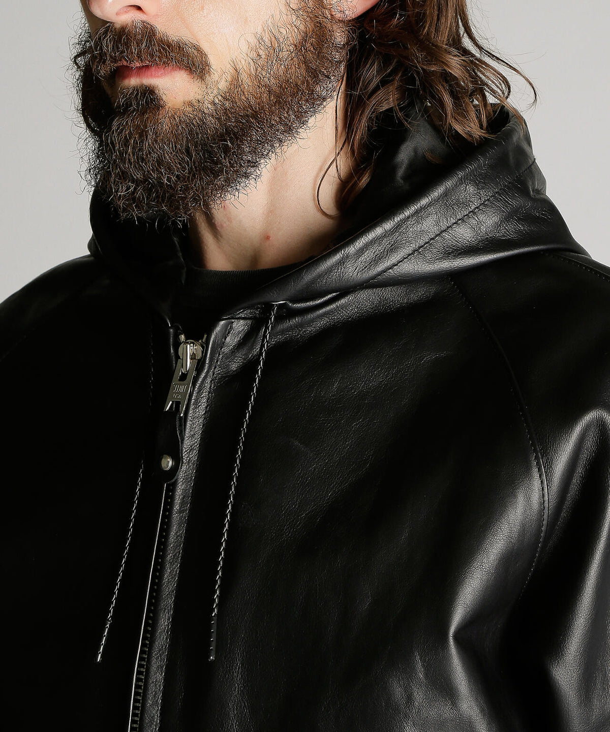 LEATHER HOOED JACKET/レザー フーデッドジャケット