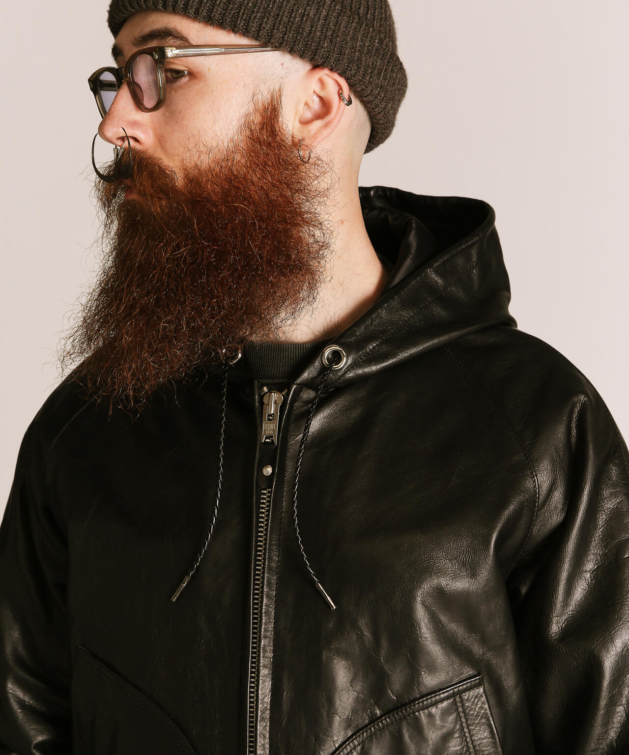 LEATHER HOOED JACKET/レザー フーデッドジャケット