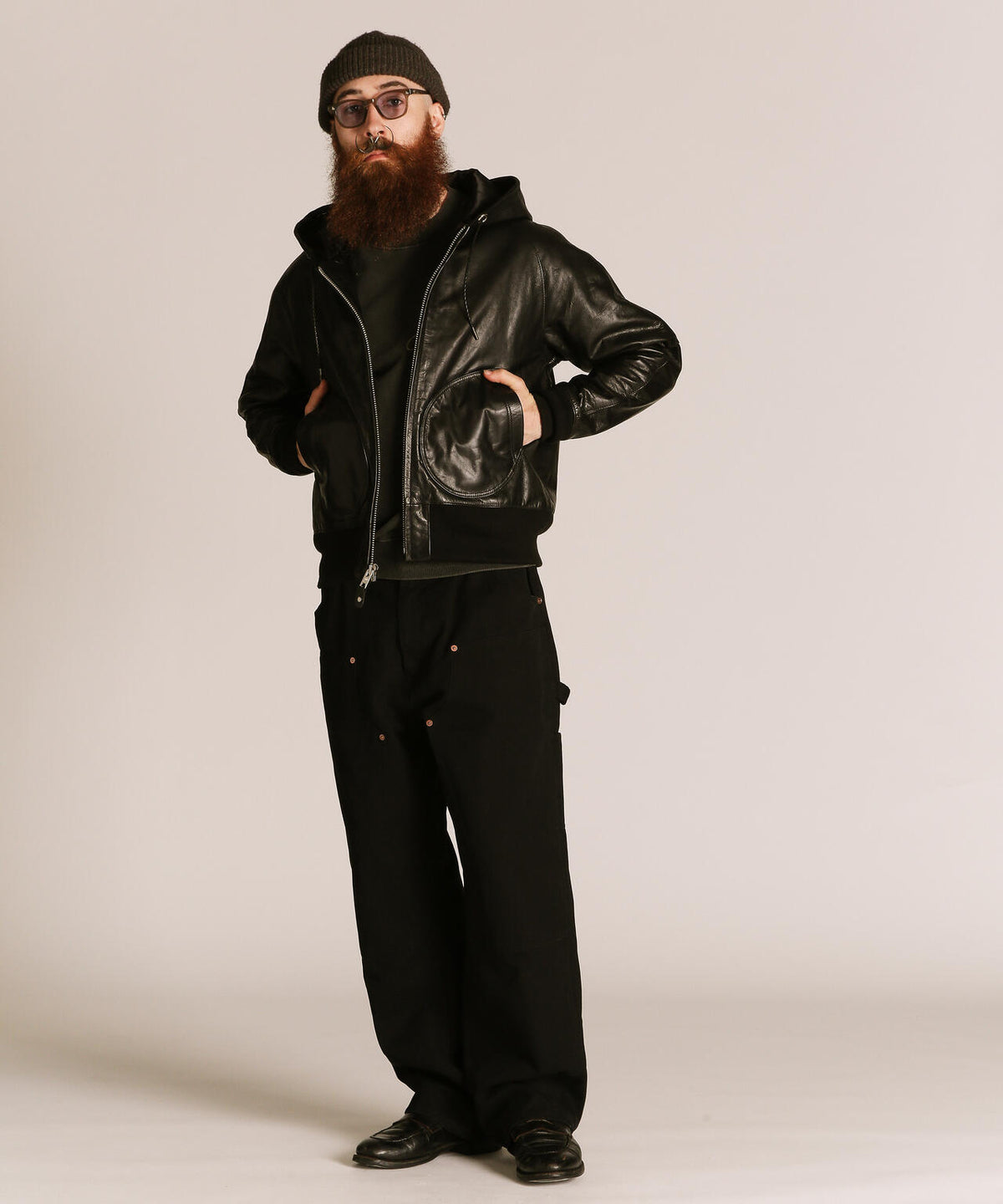 LEATHER HOOED JACKET/レザー フーデッドジャケット