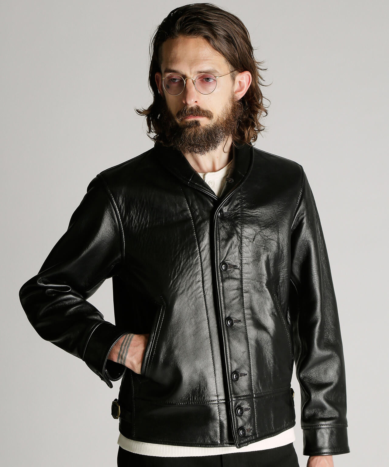 230US COSSACK JACKET/レザー コサックジャケット