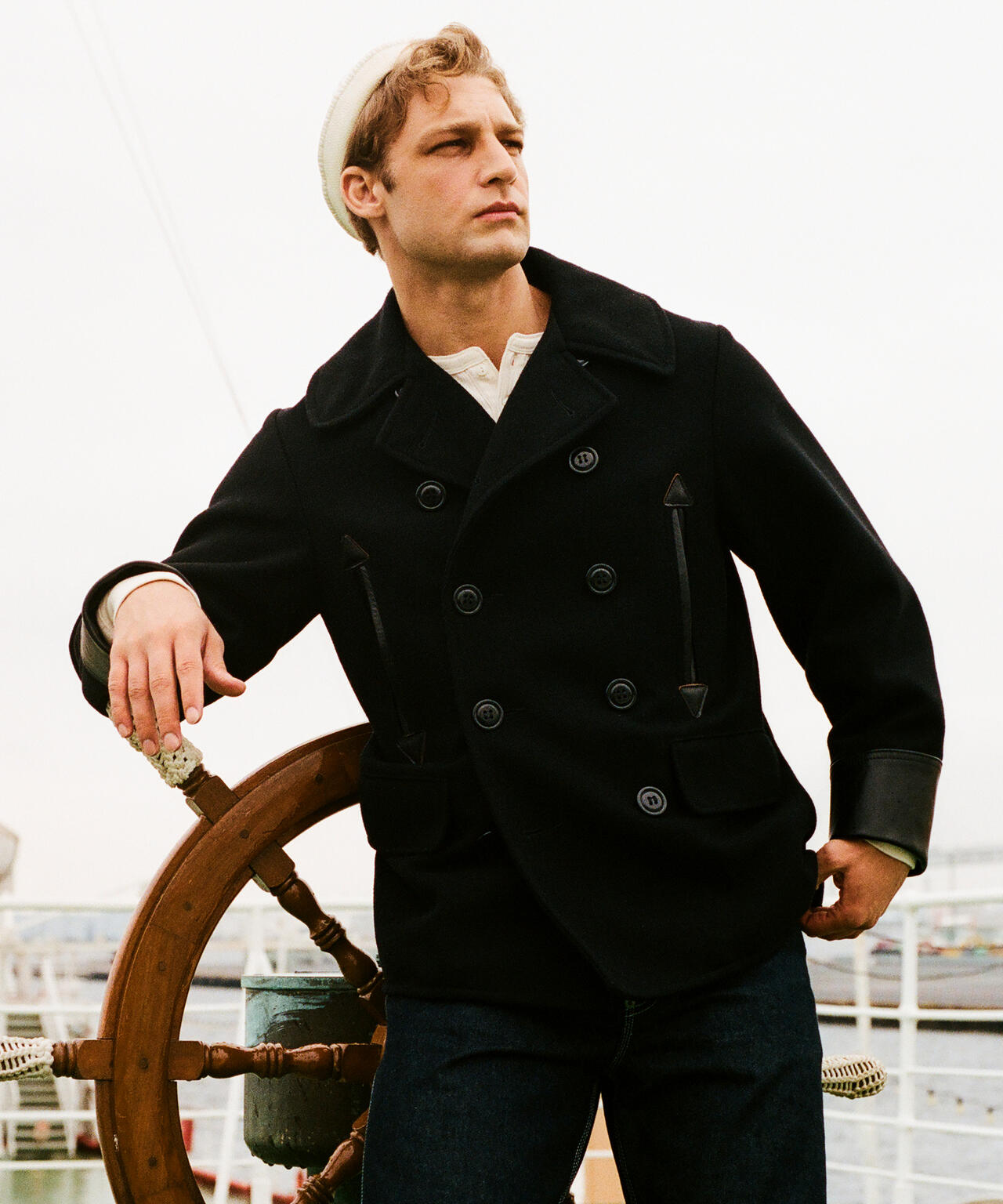 787US LEATHER COMB. PEA JACKET/レザーコンビ ピージャケット