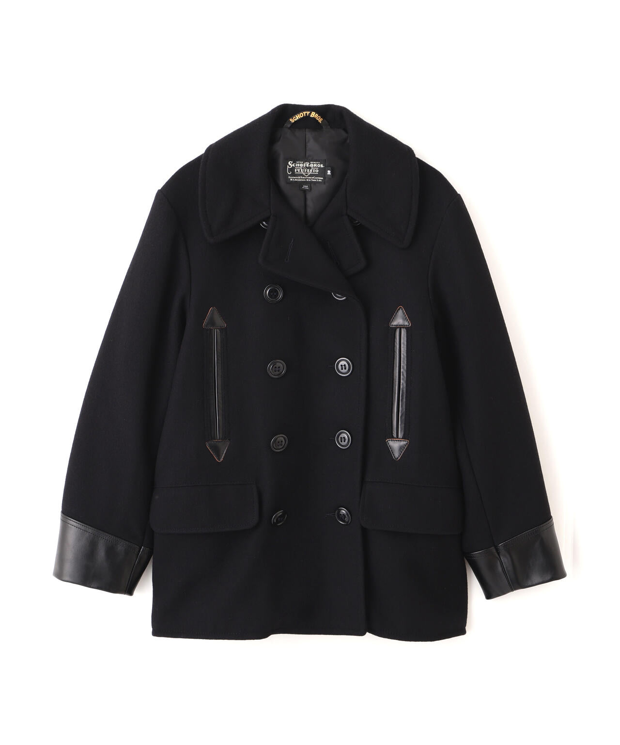 787US LEATHER COMB. PEA JACKET/レザーコンビ ピージャケット