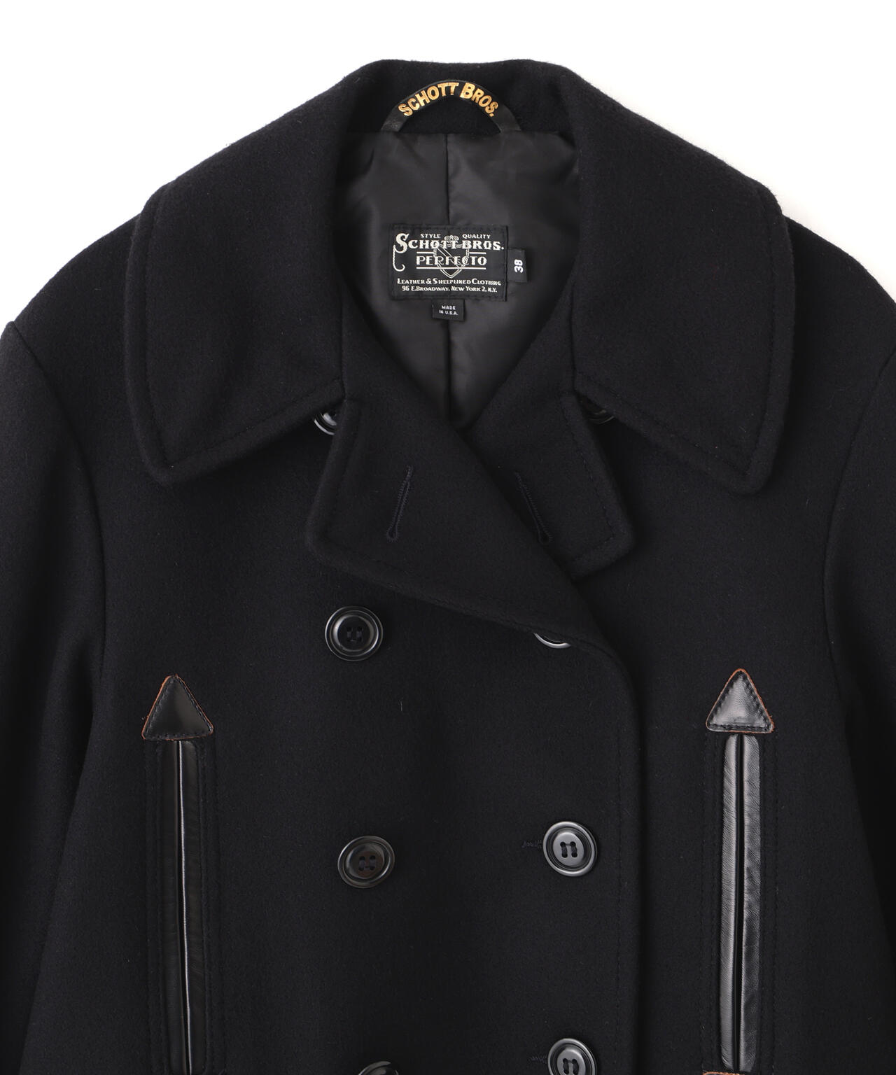 787US LEATHER COMB. PEA JACKET/レザーコンビ ピージャケット