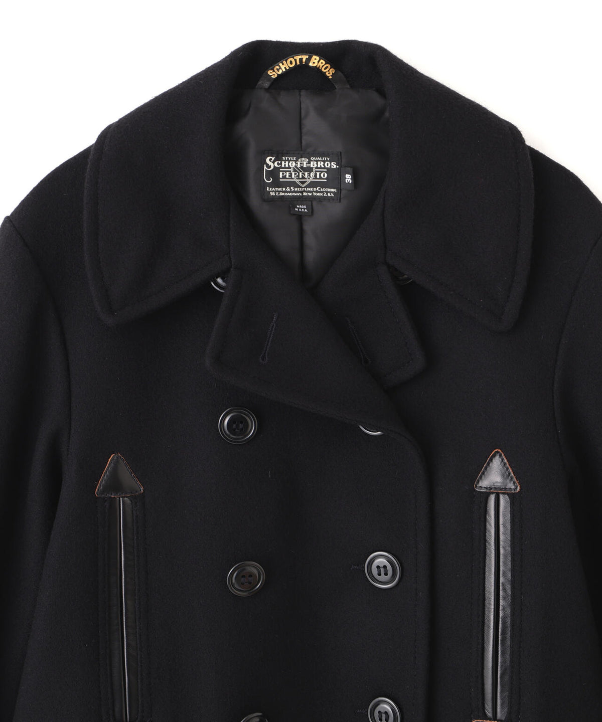 787US LEATHER COMB. PEA JACKET/レザーコンビ ピージャケット