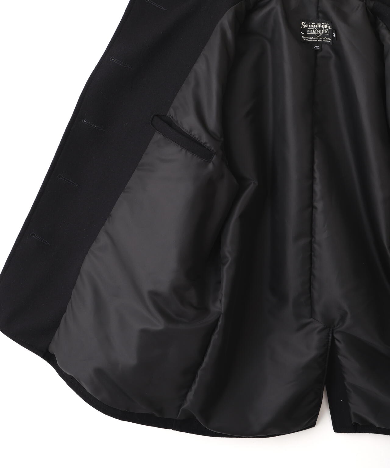 787US LEATHER COMB. PEA JACKET/レザーコンビ ピージャケット