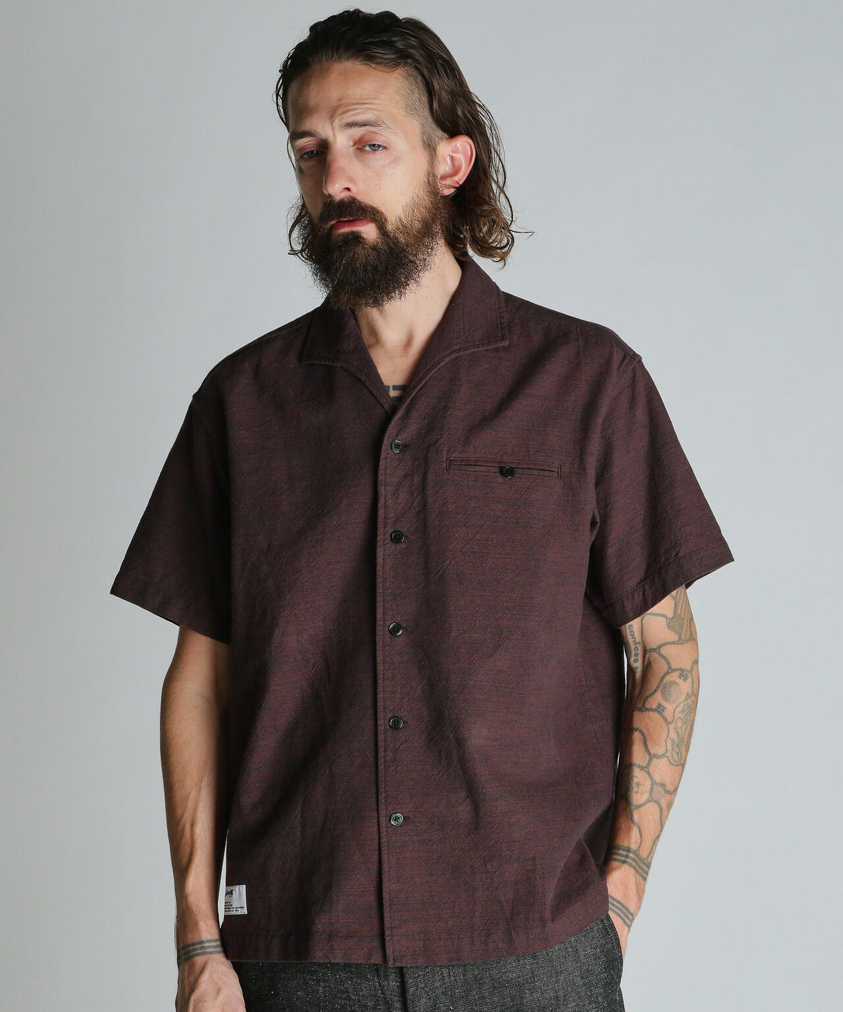 MIX SHARK COLLAR SS SHIRT/ミックス シャークカラー 半袖シャツ