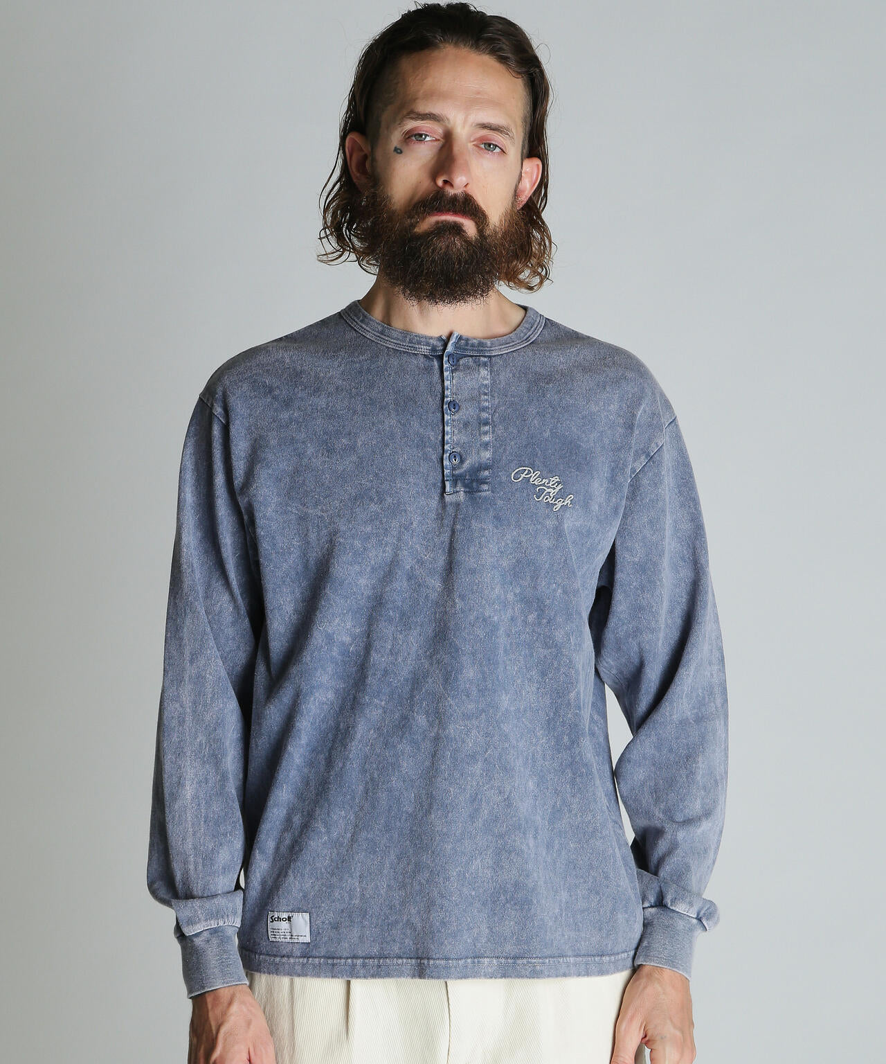 PLENTY TOUGH EMB. HENLEY LS T-SHIRT/プレンティタフ 刺繍ヘンリーネックロンT