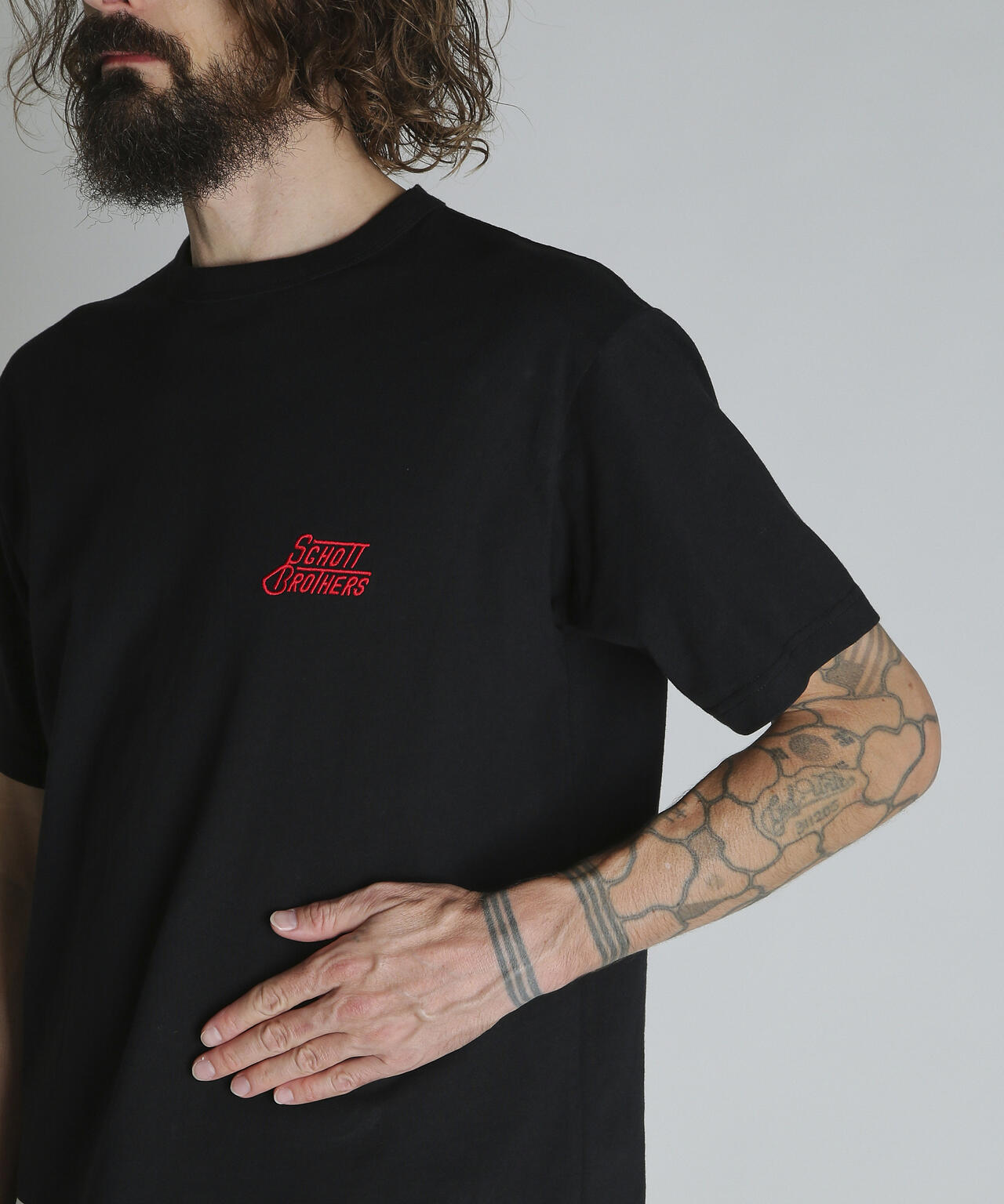 HEART.LOGO Schott BROS. EMB. T-SHIRT/ハートロゴ ショットブロス 刺繍Tシャツ