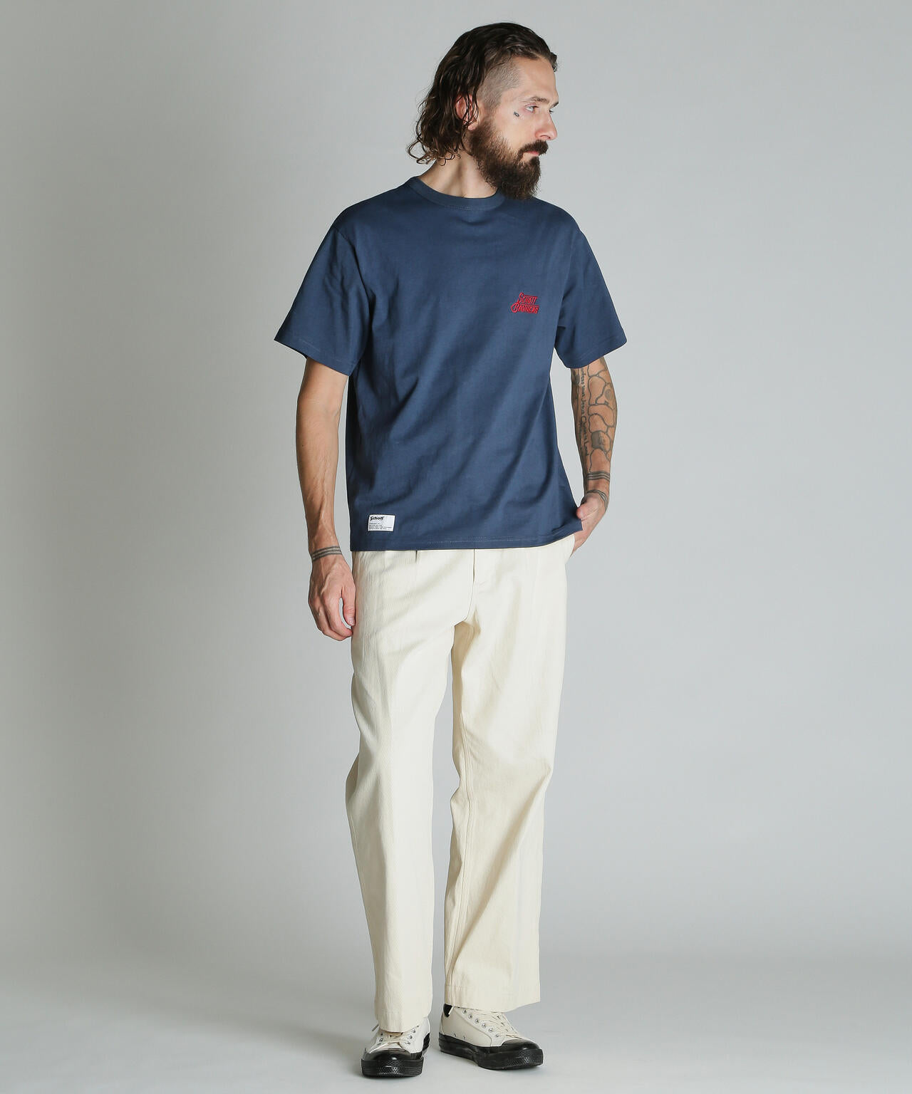 HEART.LOGO Schott BROS. EMB. T-SHIRT/ハートロゴ ショットブロス 刺繍Tシャツ