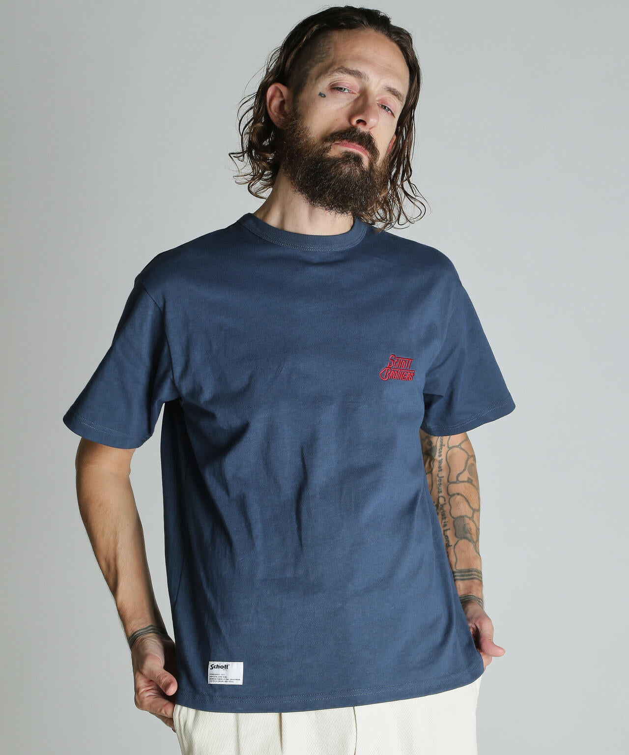 HEART.LOGO Schott BROS. EMB. T-SHIRT/ハートロゴ ショットブロス 刺繍Tシャツ