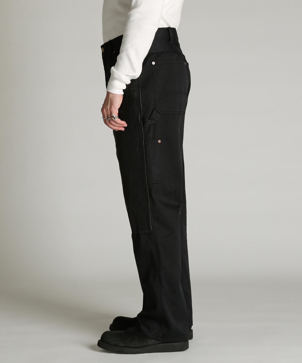 LEATHER COMB. DOUBLE KNEE PANTS/レザー コンビ ダブルニー パンツ