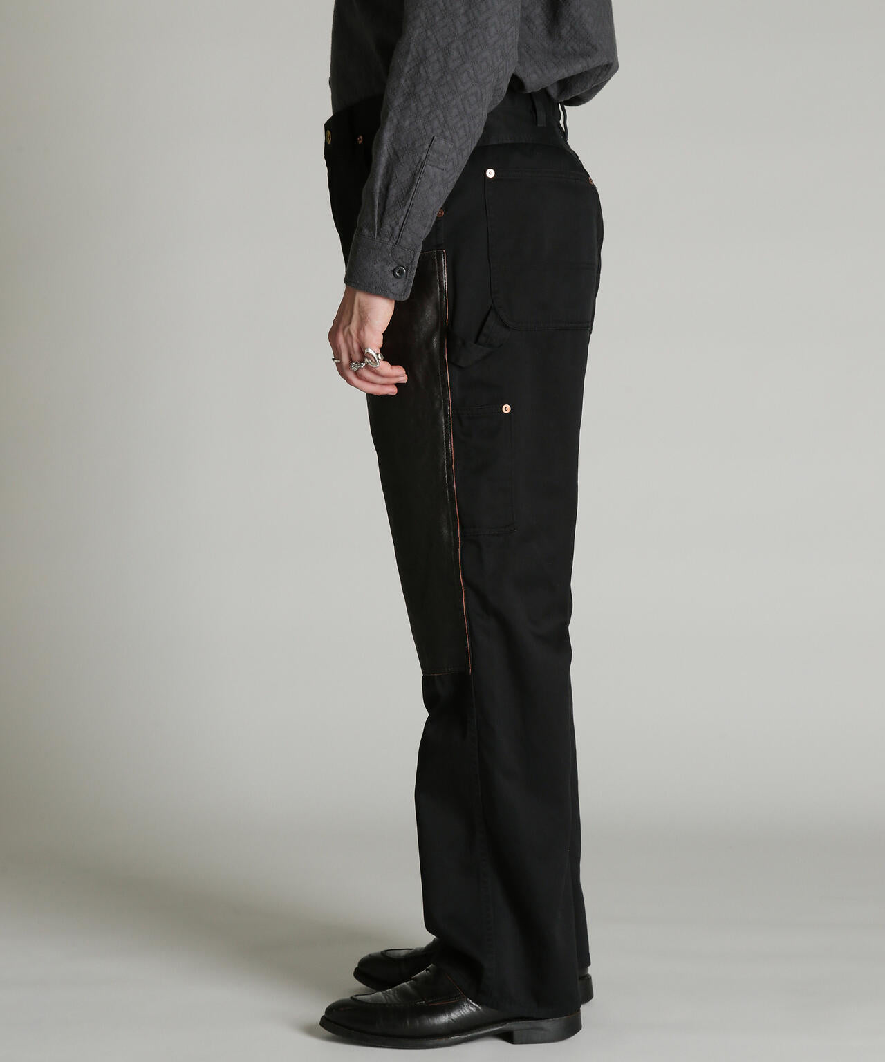 LEATHER COMB. DOUBLE KNEE PANTS/レザー コンビ ダブルニー パンツ