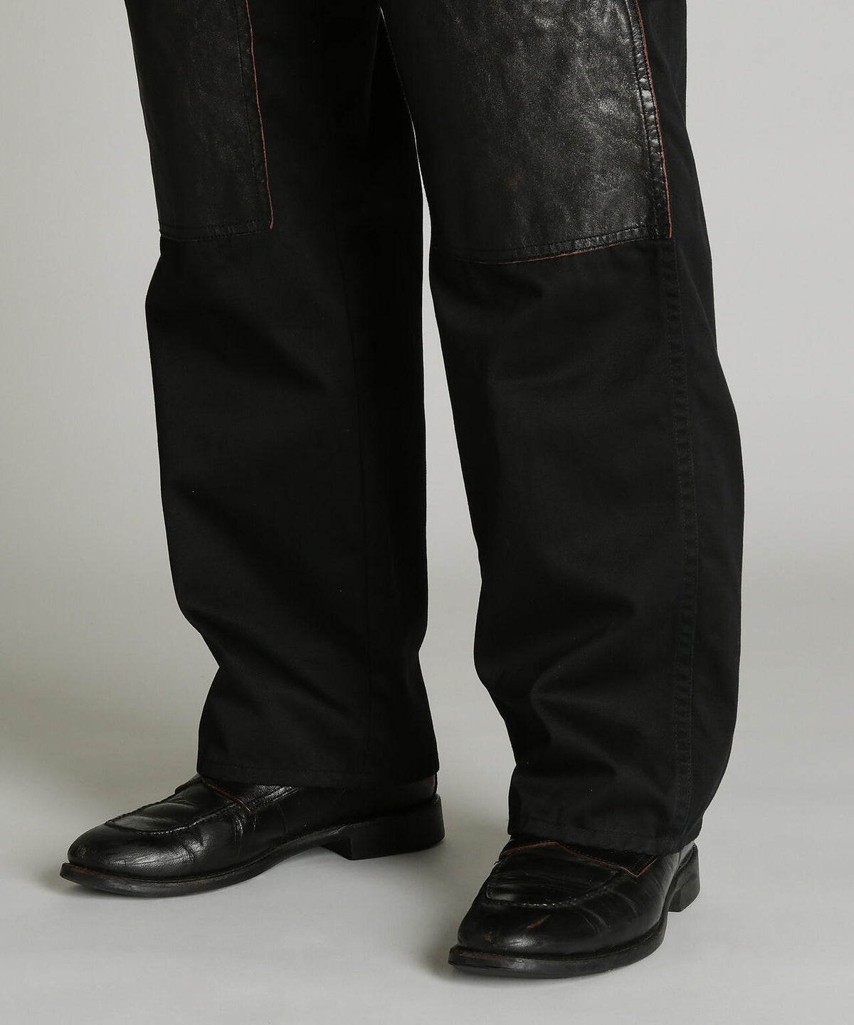 LEATHER COMB. DOUBLE KNEE PANTS/レザー コンビ ダブルニー パンツ