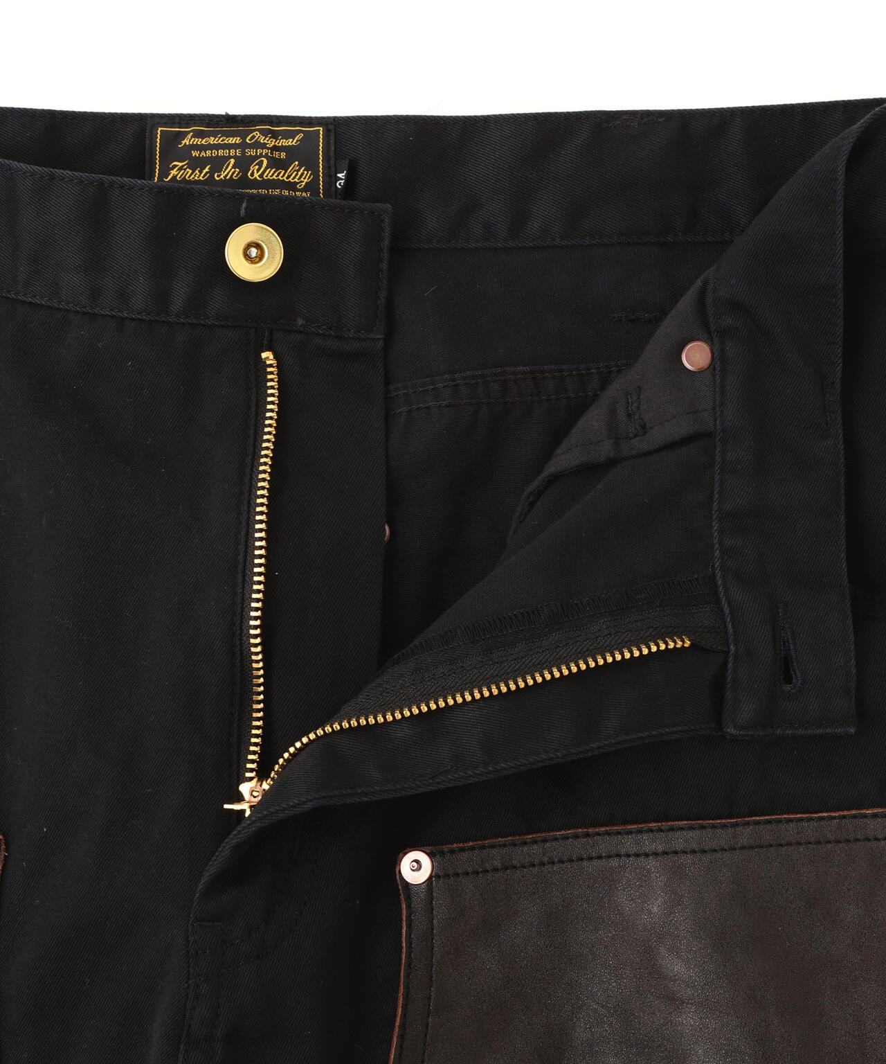 LEATHER COMB. DOUBLE KNEE PANTS/レザー コンビ ダブルニー パンツ